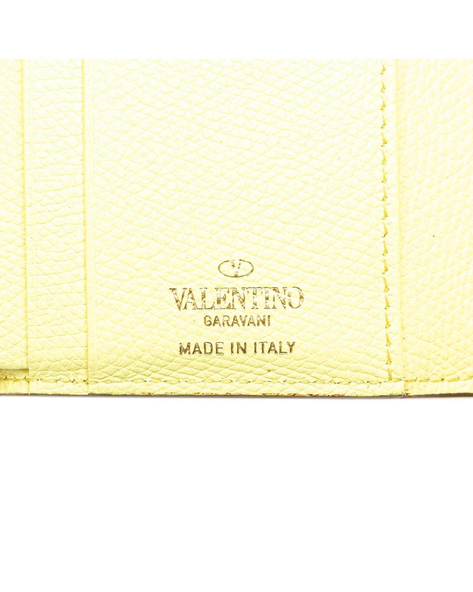 Valentino Preloved Rockstud Mini Wallet Leather Wo - Yellow Short Wallets image 7