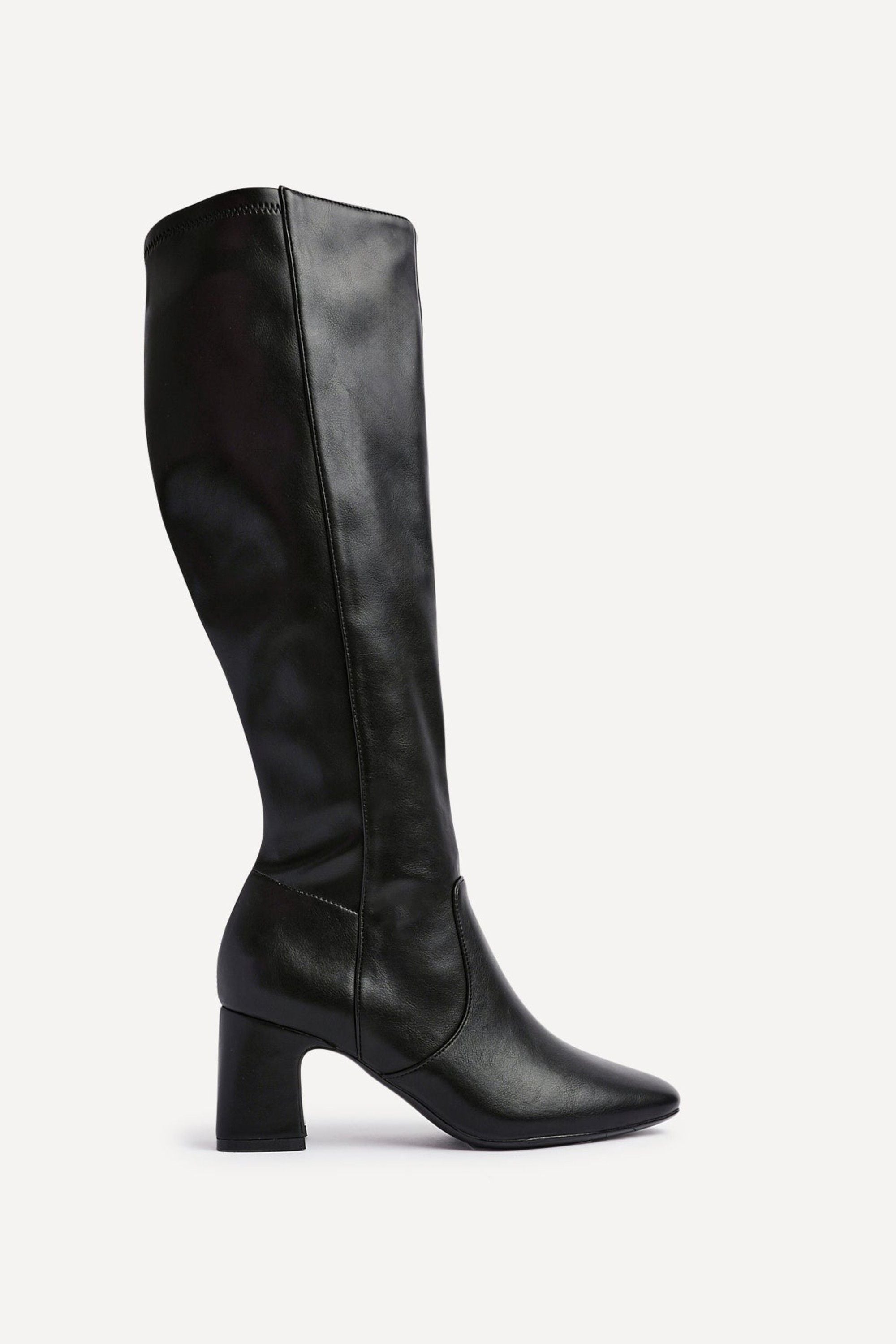 Linzi Slate Black Faux Leather Knee High Boot image 1