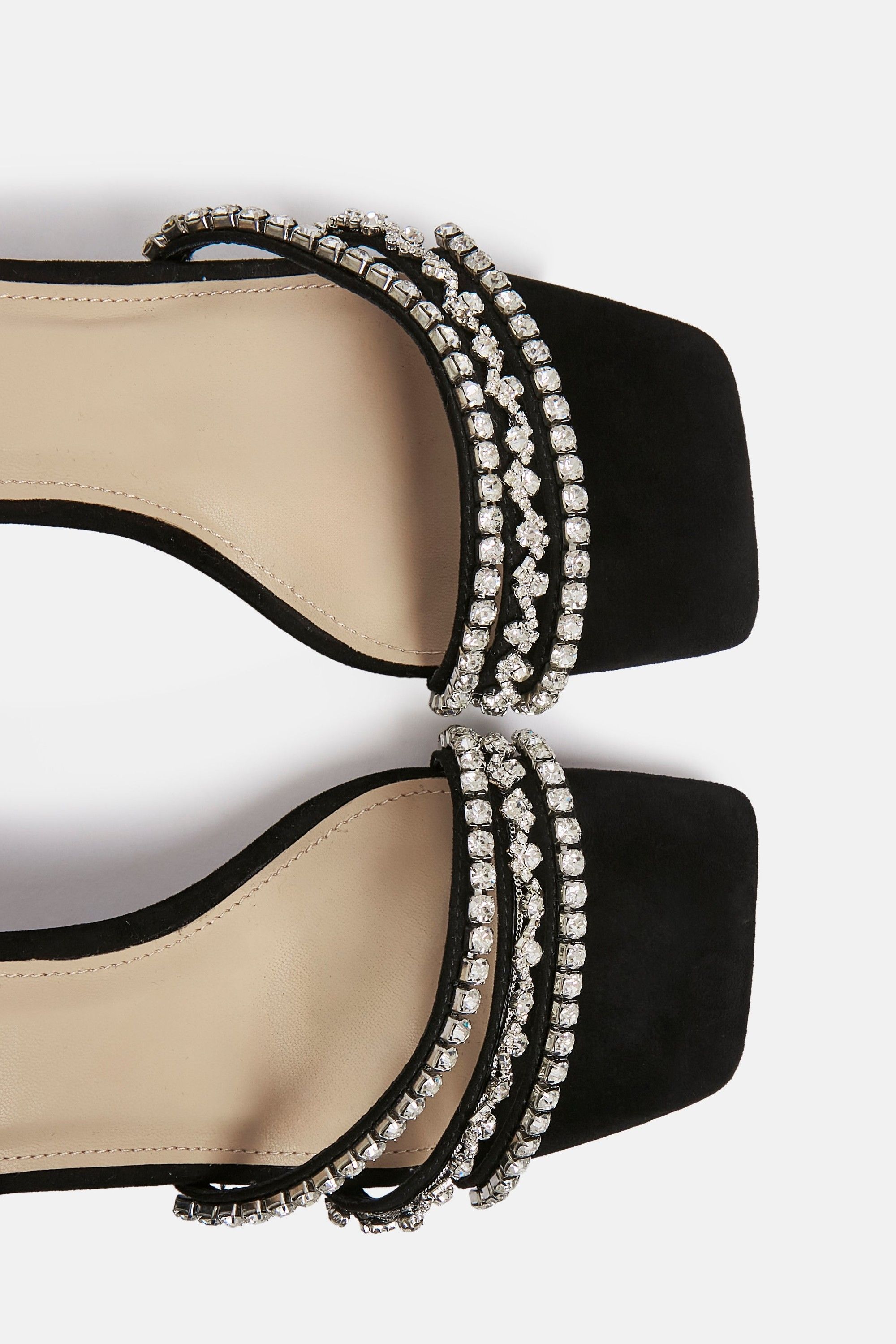 Linzi Bling Black Faux Suede Strappy Diamante Heel image 5