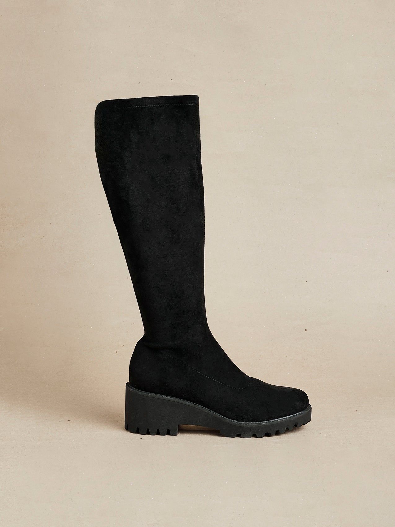 Linzi Kortina Black Faux Suede Wedge Knee High Boot image 2