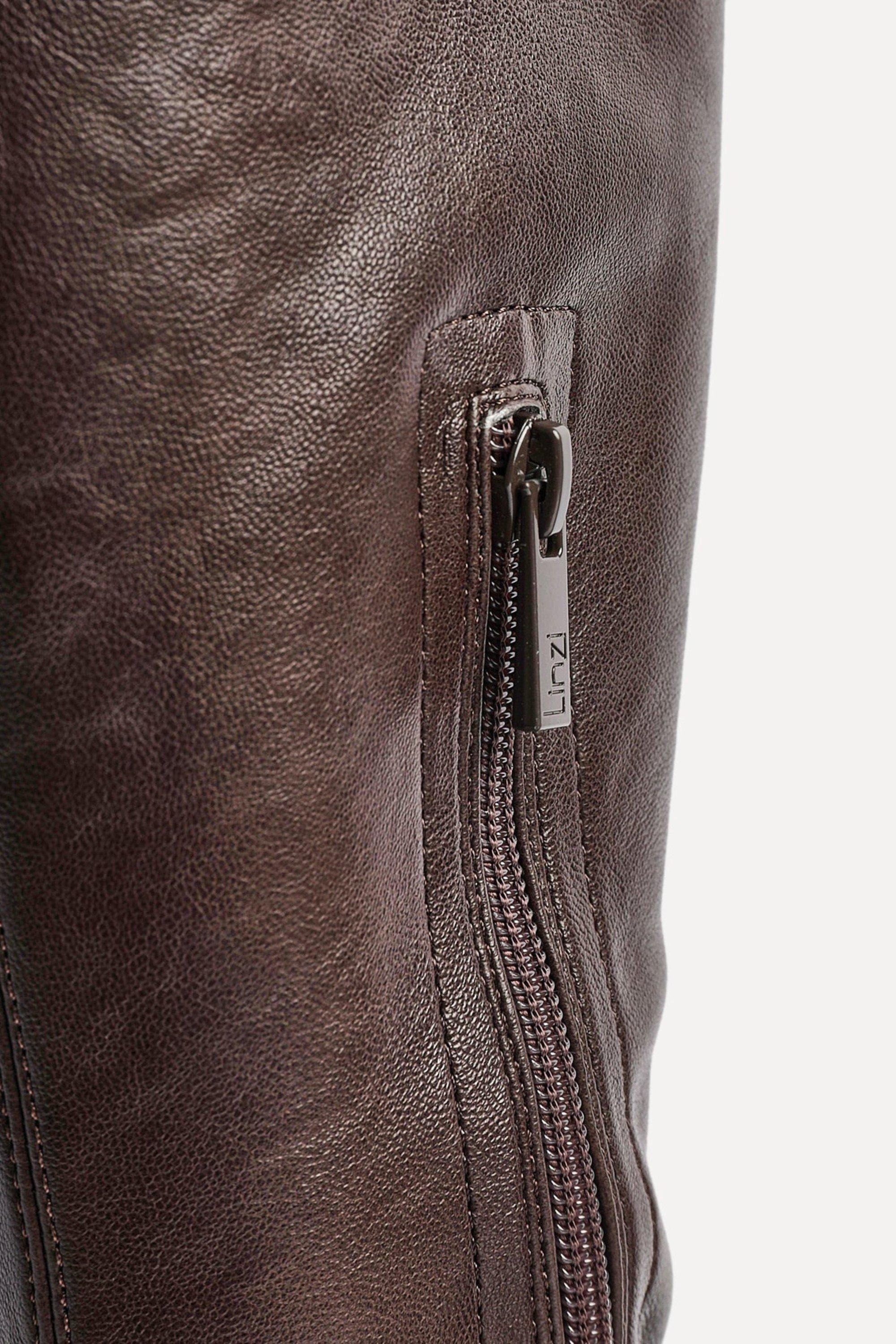 Linzi Hallie Brown Faux Leather High Leg Stretch Boot image 4