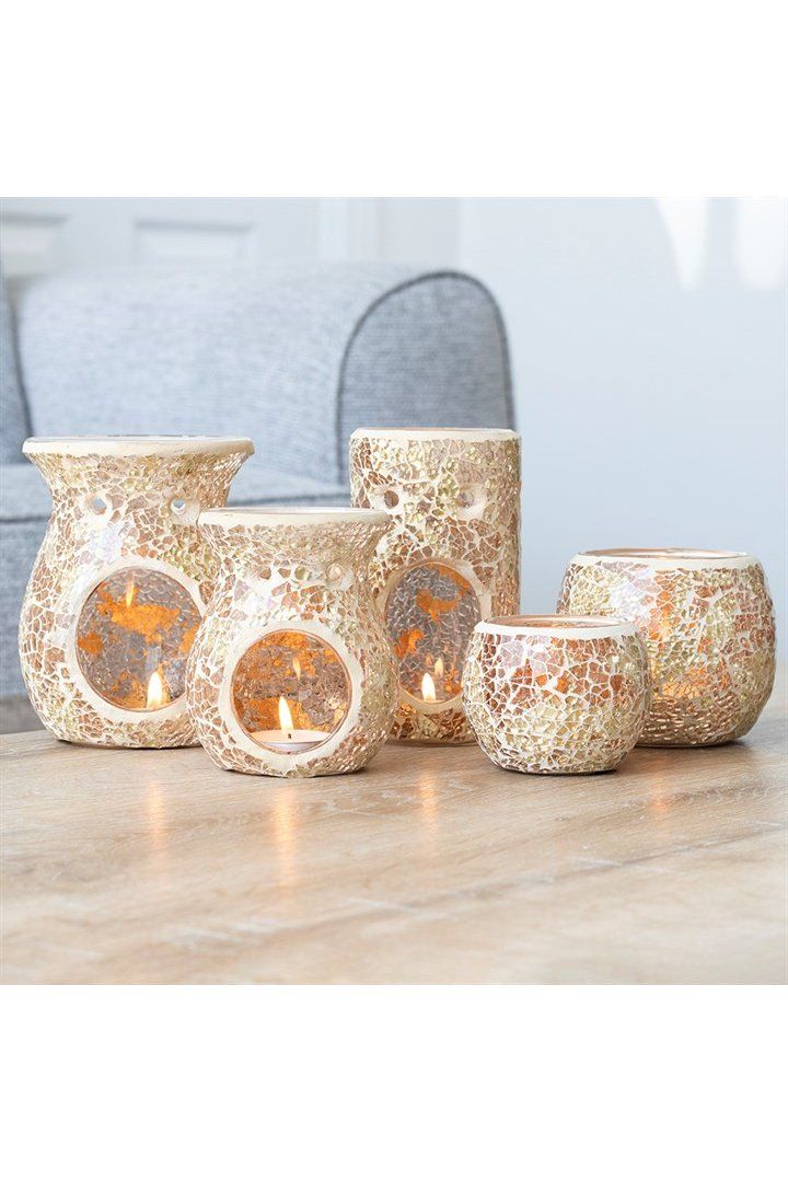 KDMD Gold Pillar Crackle Glass Oil Burner image 5