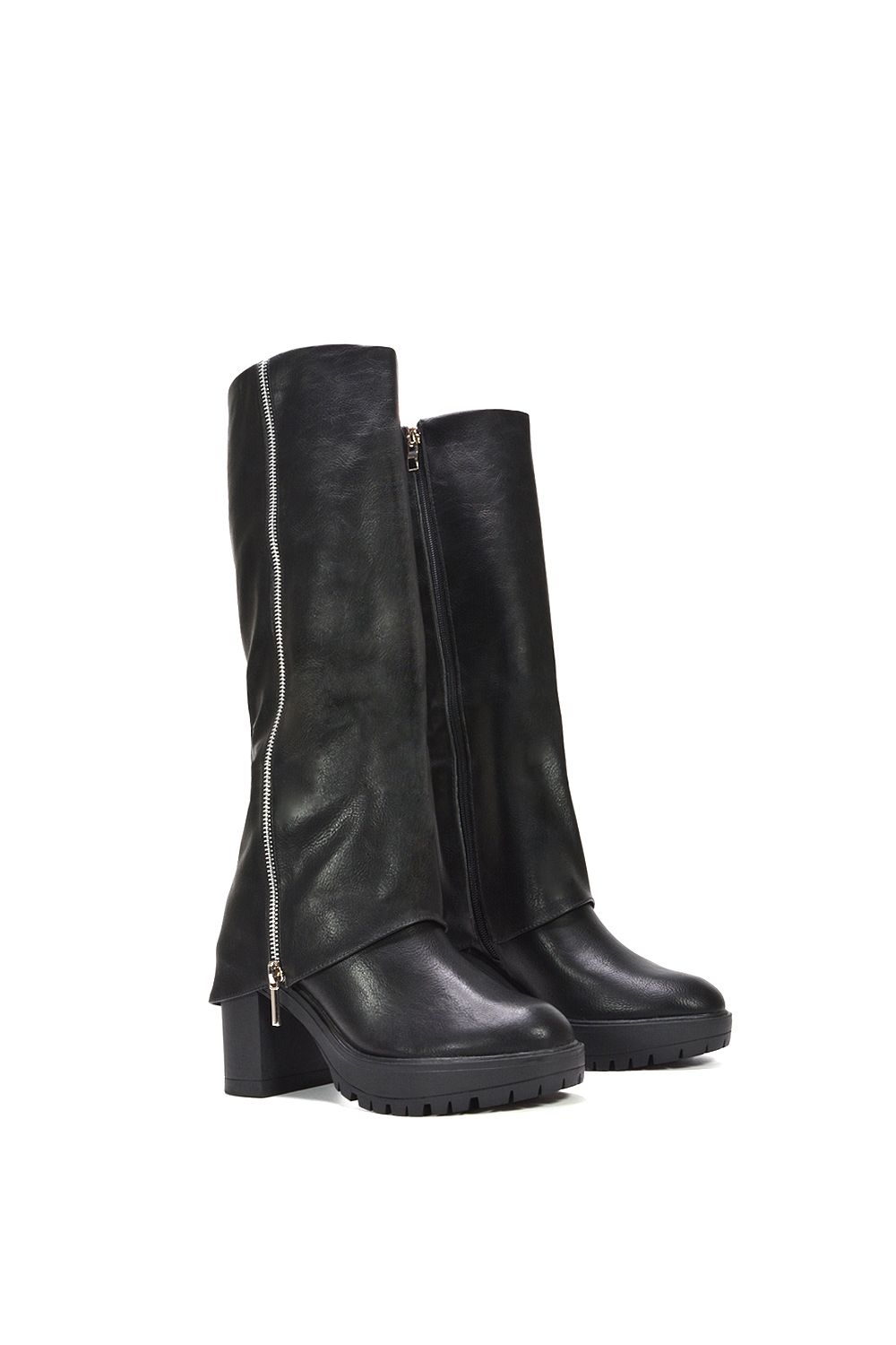 XY London 'Juliana' Chunky Platform Fold Over Knee High Boots image 3