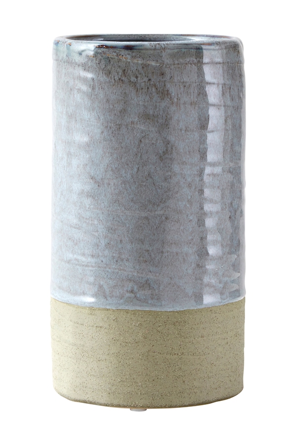Orsina Portable Small Grey Vase, Versatile Flower Vase, Glazed Finish Stoneware, Ceramic Pottery Vase
