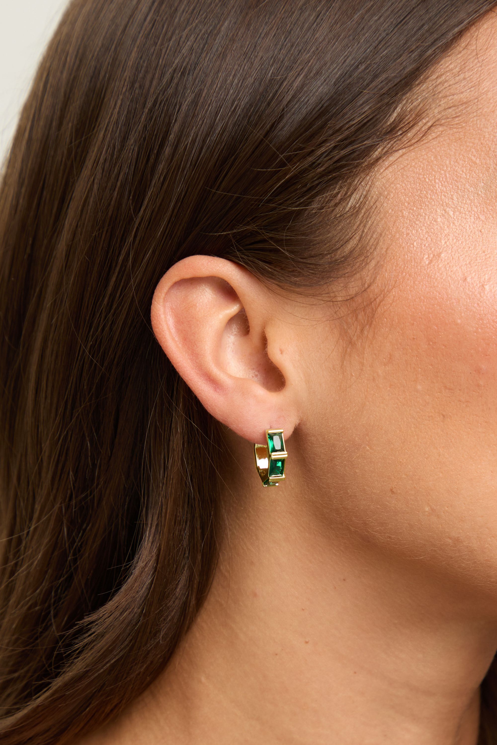 Jon Richard Gold Plated and Emerlald Stone Hoop Earrings image 2