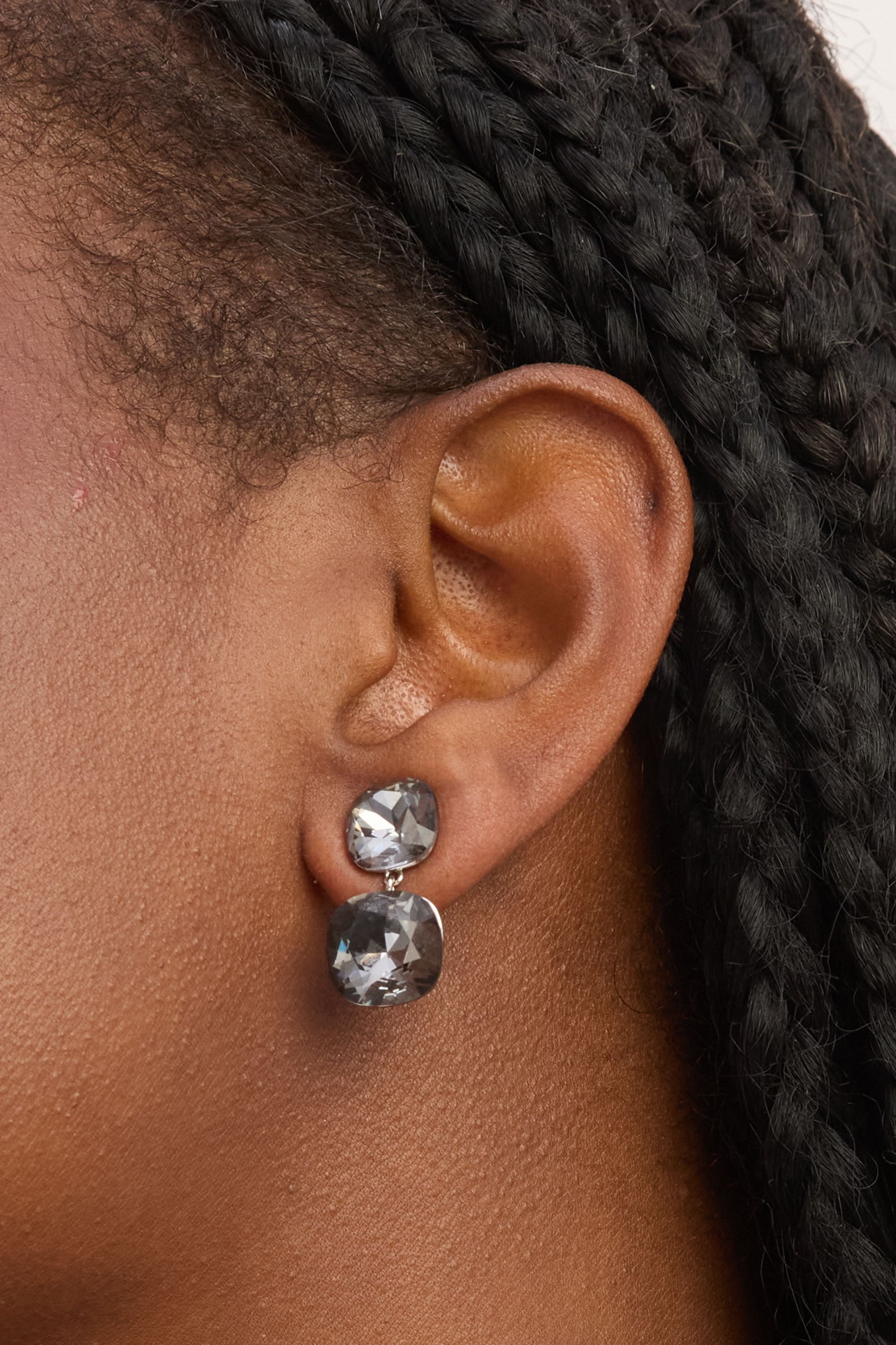 Jon Richard Rhodium Plated and Black Diamond Drop Earrings image 2