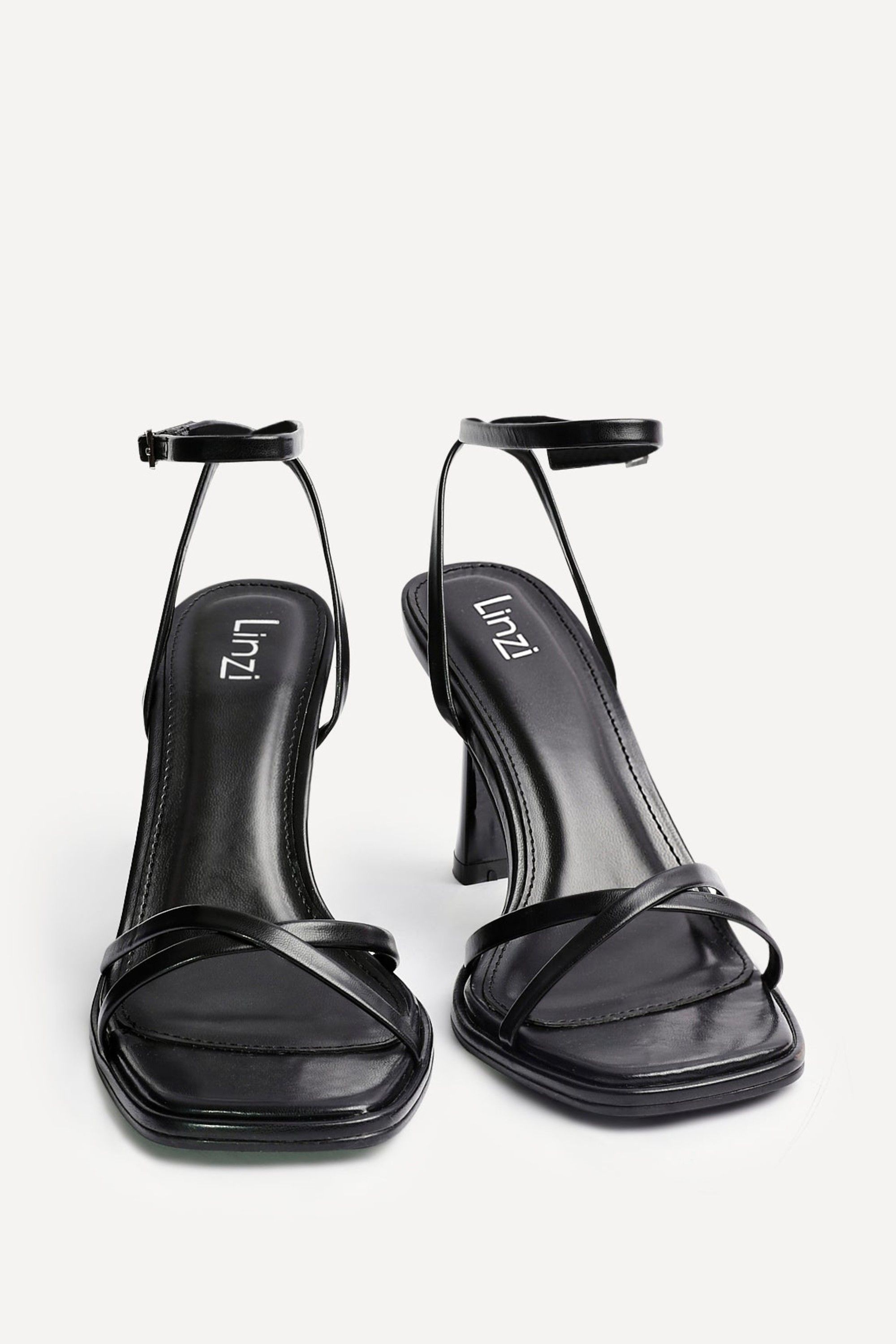 Linzi Verve Black Faux Leather Crossover Stiletto Heel image 5