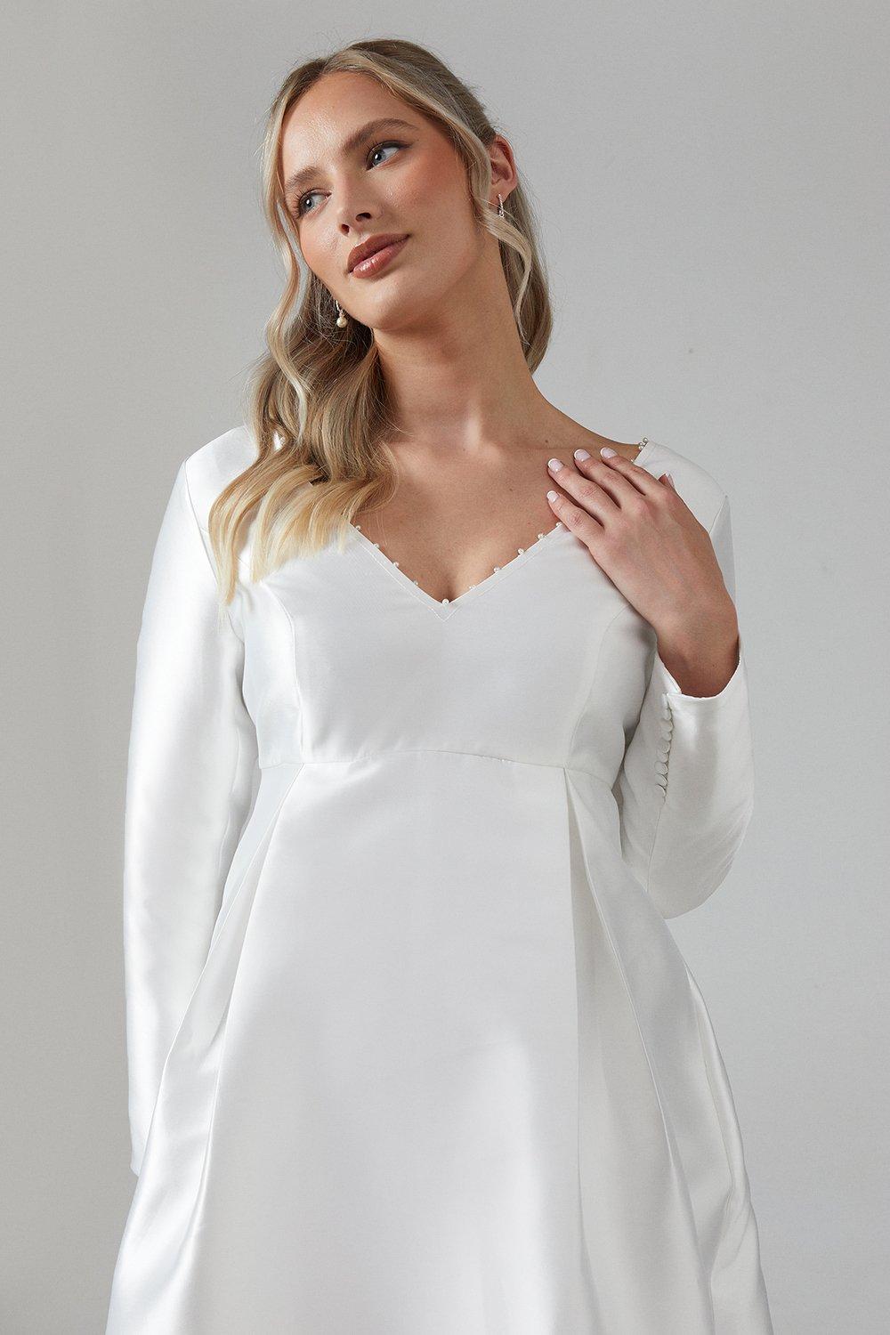 Coast Maternity Faux Pearl Detail Twill Wedding Dress Ivory image 4