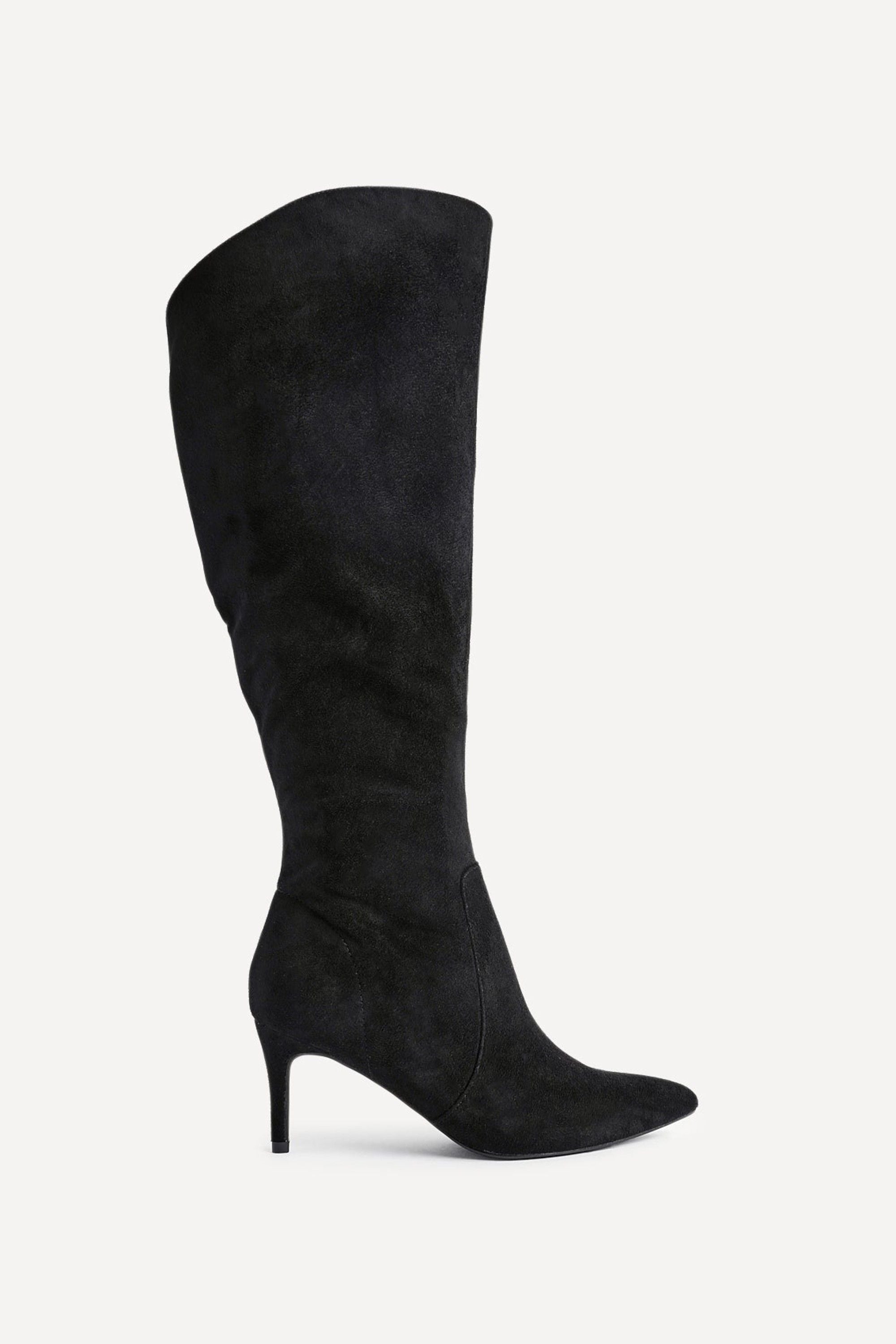 Linzi Ambition Black Faux Suede Assymetric High Leg Stiletto Boot image 1
