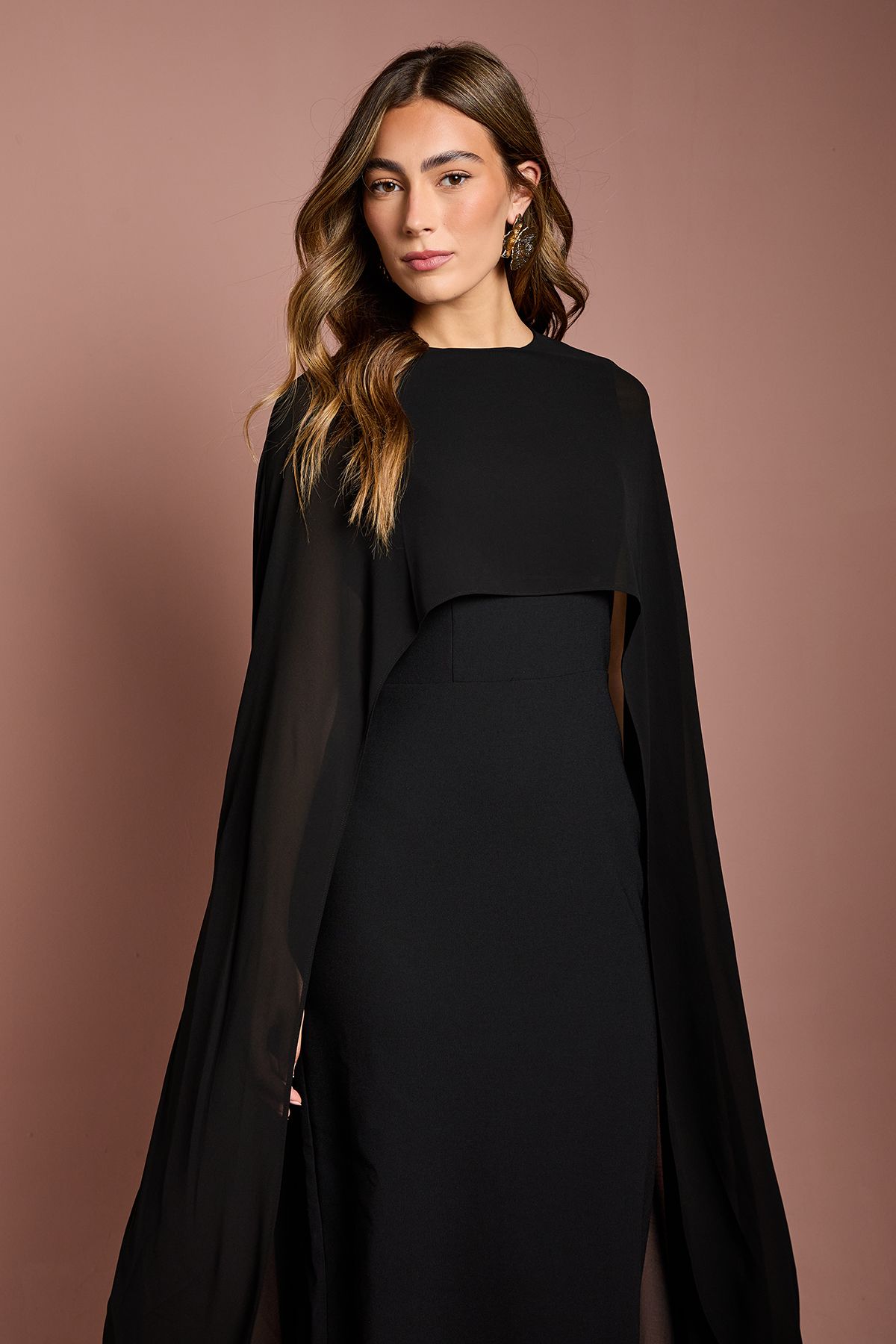 Coast Cape Sleeve Maxi Dress Black image 2