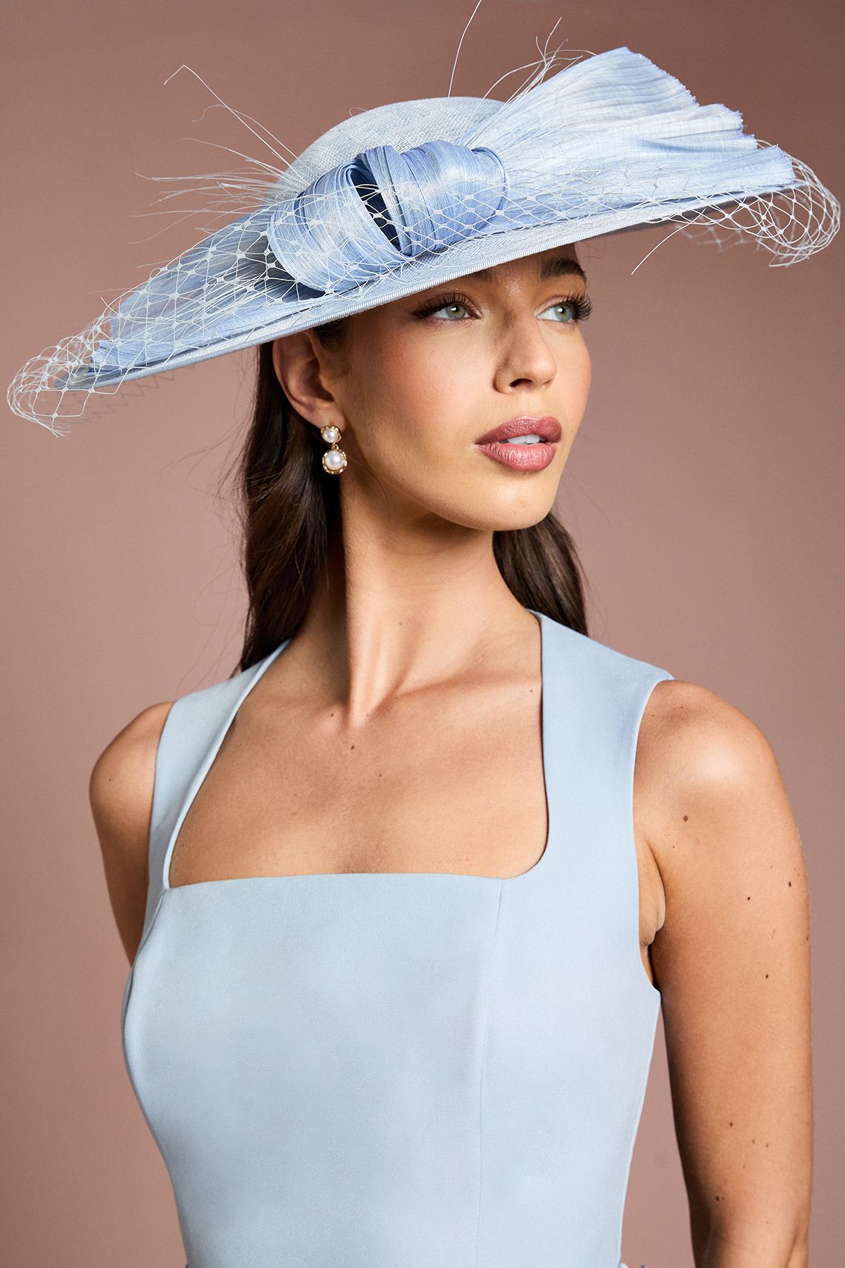 Coast Lisa Tan Bow Detail Wide Brim Hat Light Blue image 1