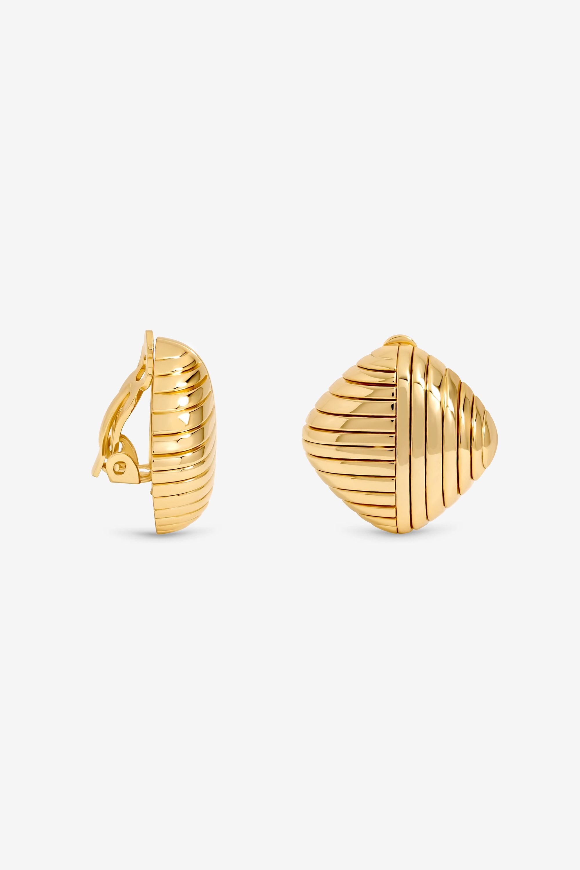 Jon Richard Gold Plated Ridge Square Clip Earrings image 1