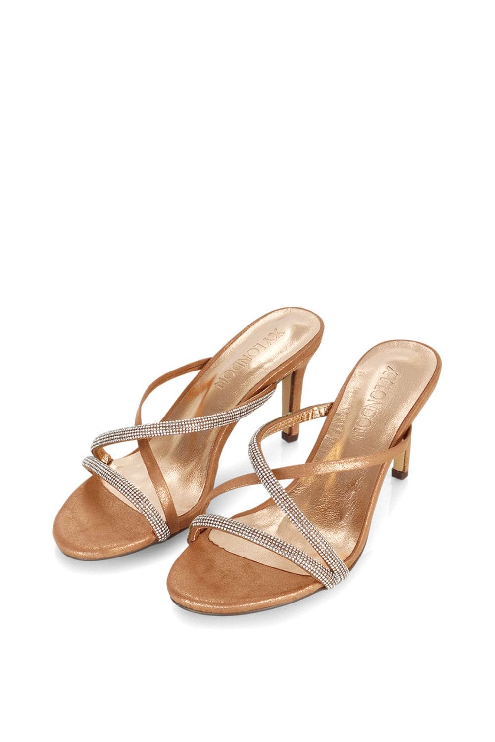 XY London 'Teddie' Diamante Cross Over Strappy Sandal Stiletto High Mule Heels image 4