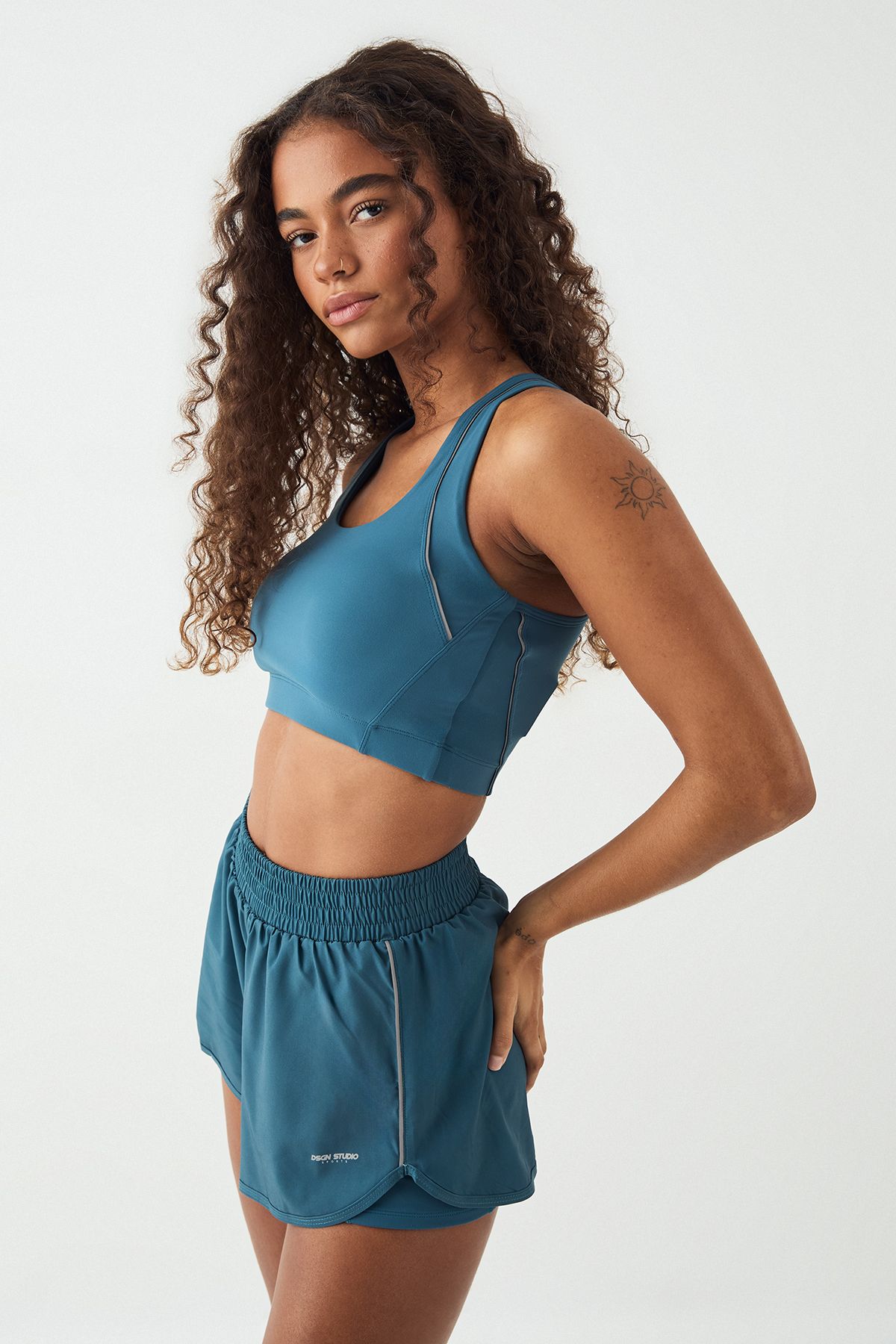 DSGN Studio DSGN Studio Reflective Binding 2 In 1 Running Shorts Teal image 1