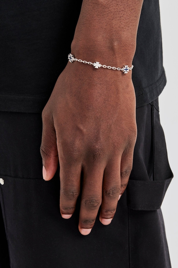 Cernucci Blue Enamel Micro Motif Rolo Bracelet - 8mm