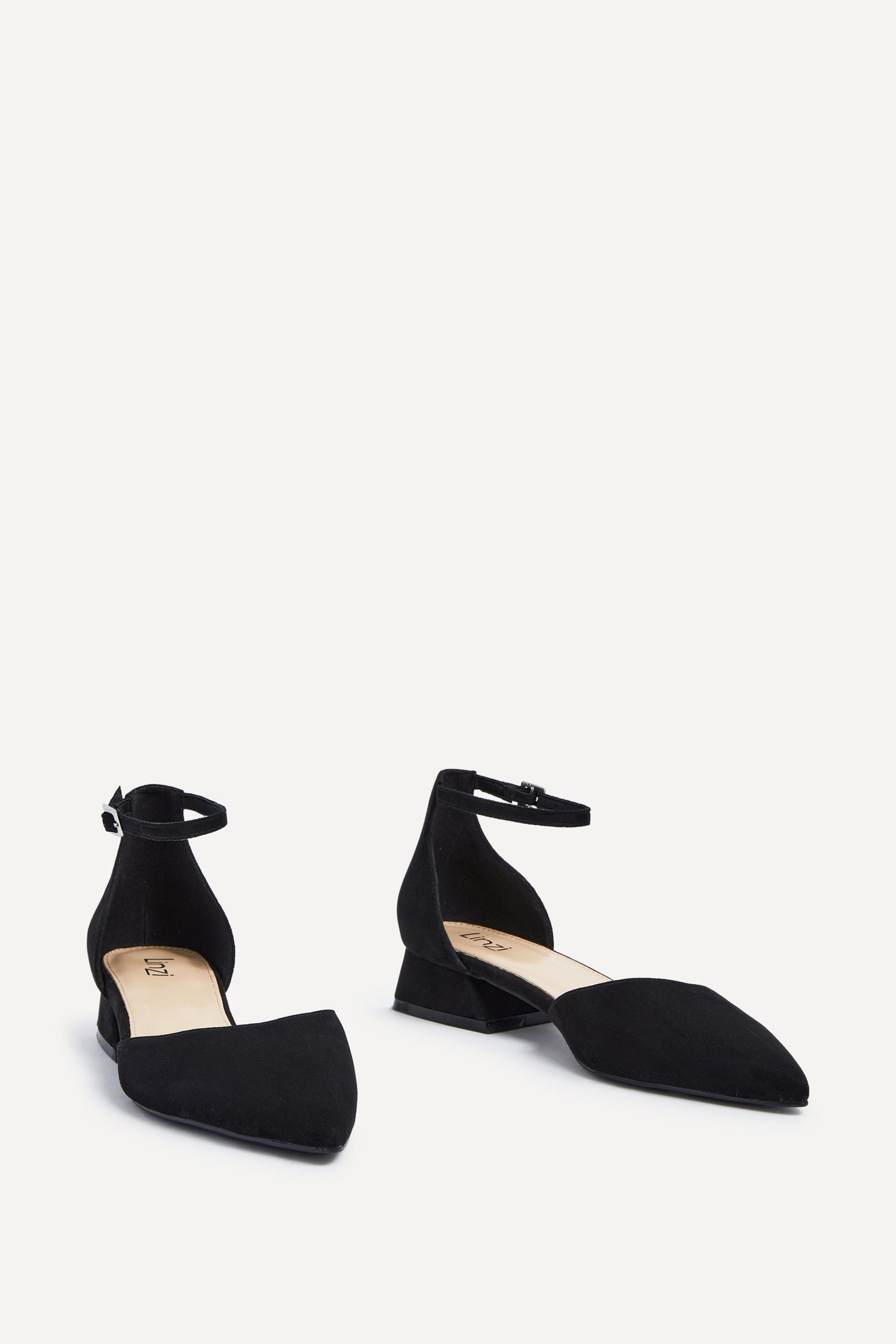 Linzi Dahlia Black Faux Suede Low Block Court Heel image 3