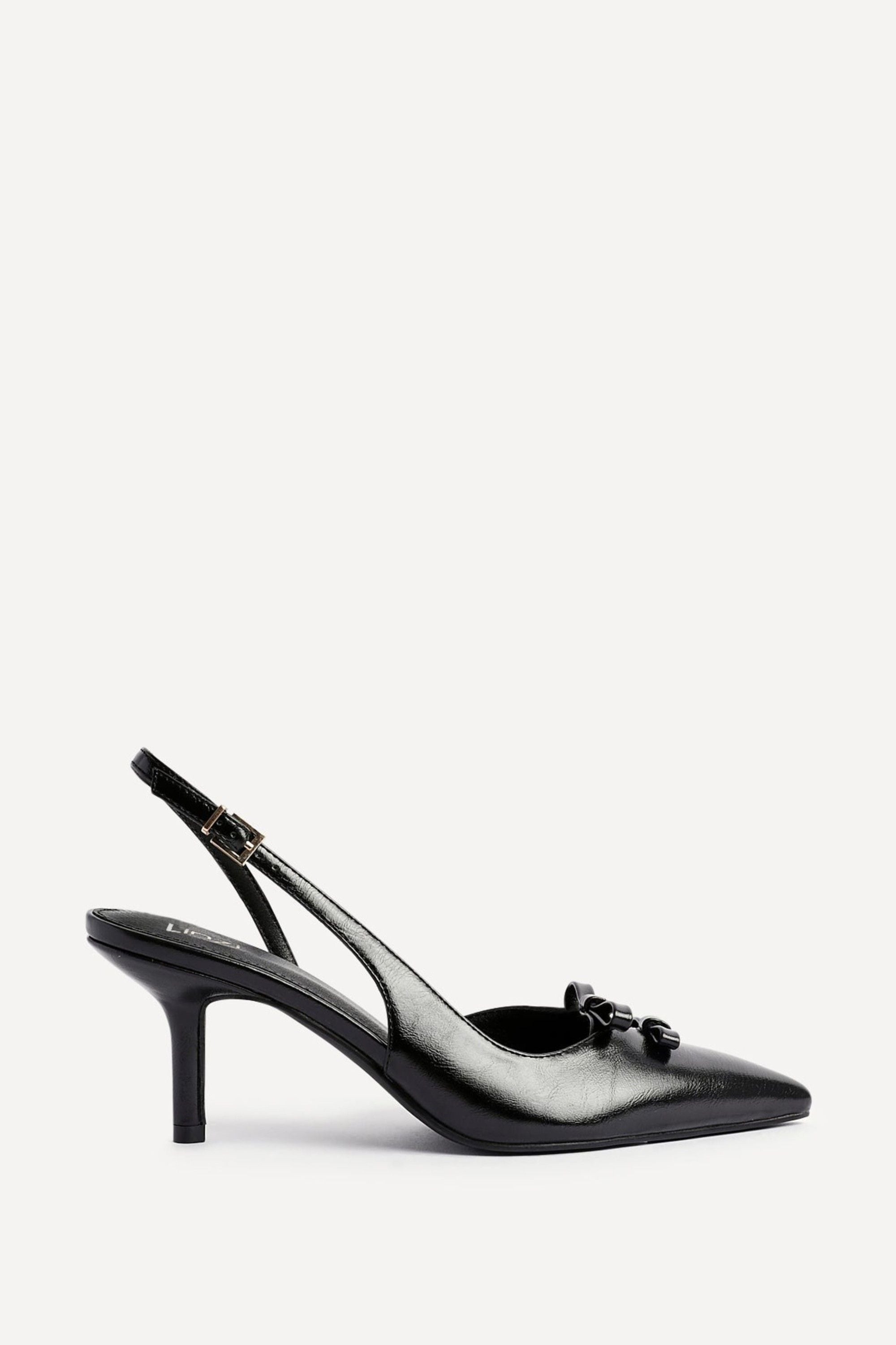 Linzi Aysha Black Faux Leather Court Heels image 1