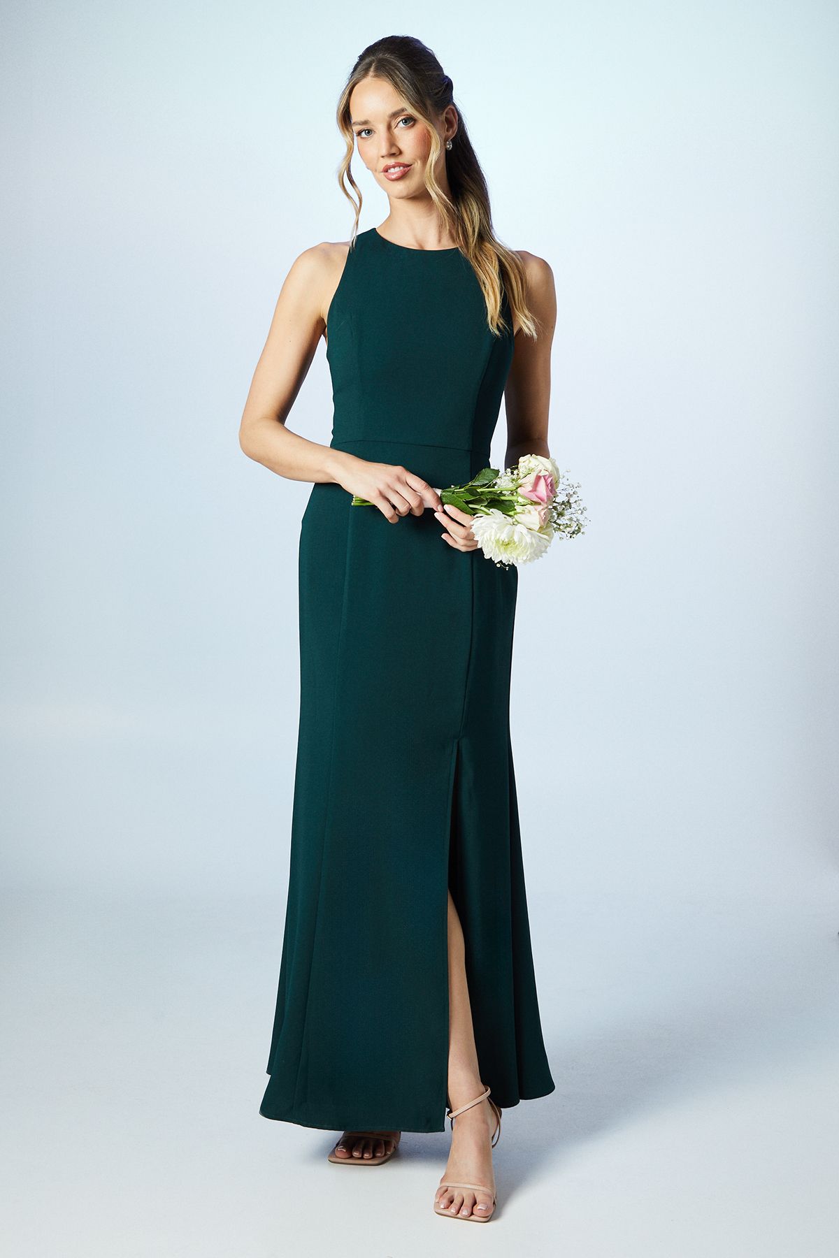Coast Cross Back Crepe Bridesmaid Dress Emerald
