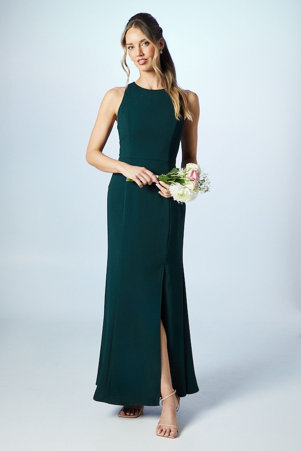 Coast Cross Back Crepe Bridesmaid Dress Emerald