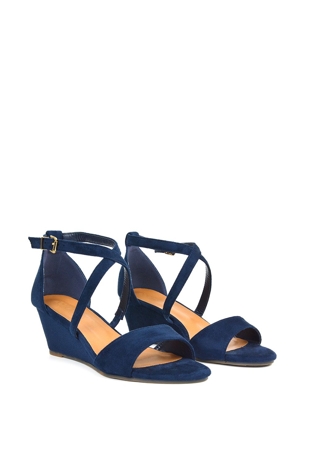 XY London 'Kylie' Strappy Mid Wedge Heel Shoes With Ankle Strap image 3