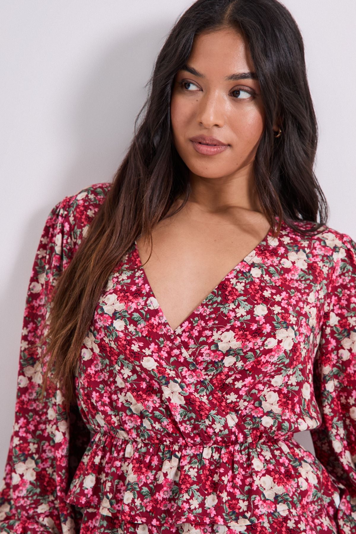 Dorothy Perkins Petite Wrap Front Frill Detail Printed Blouse Multi image 4