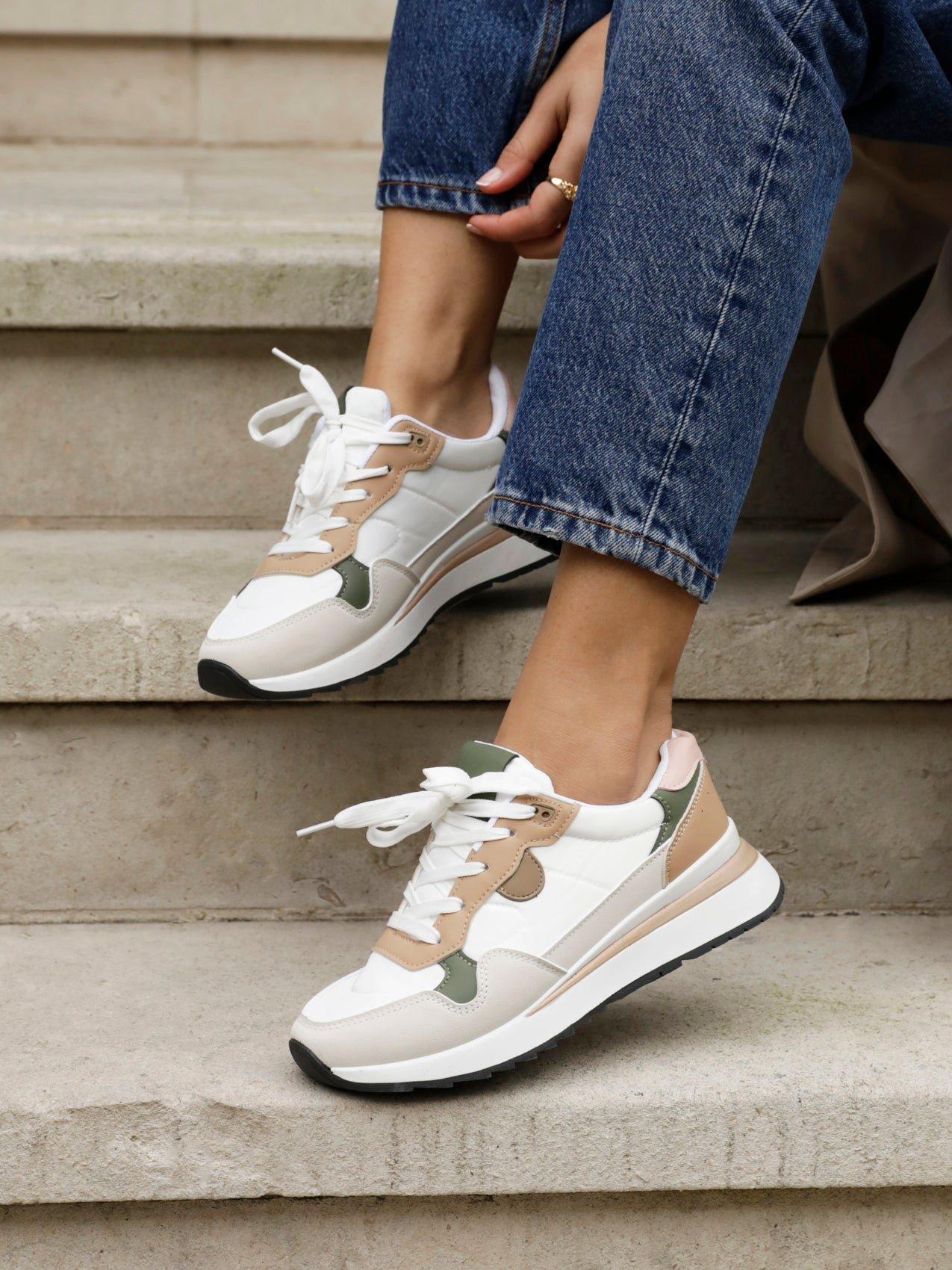 Linzi Clapham Beige Two-Tone Wedged Trainer image 6