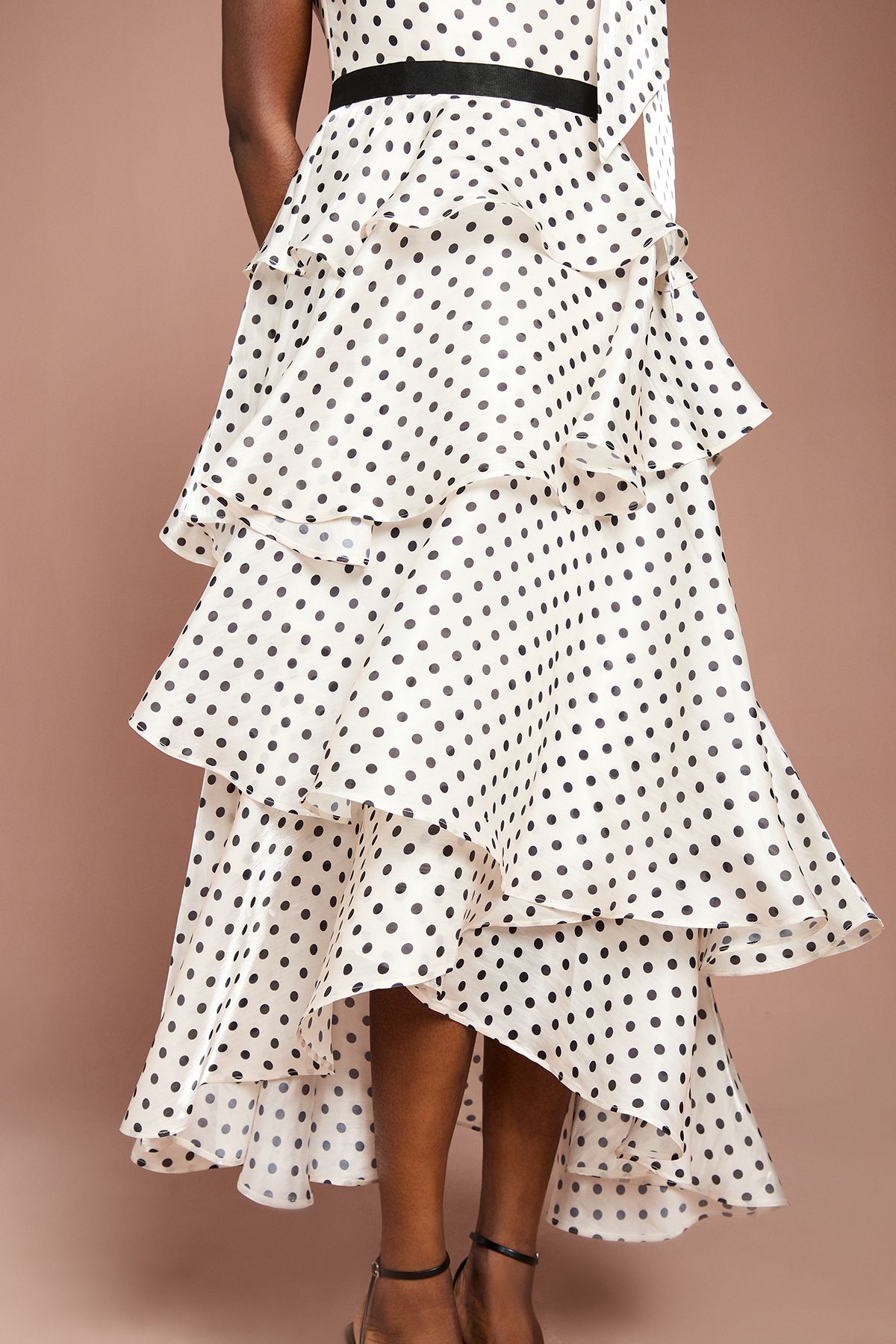 Coast Polka Dot Tiered Organza Midi Dress Mono image 4