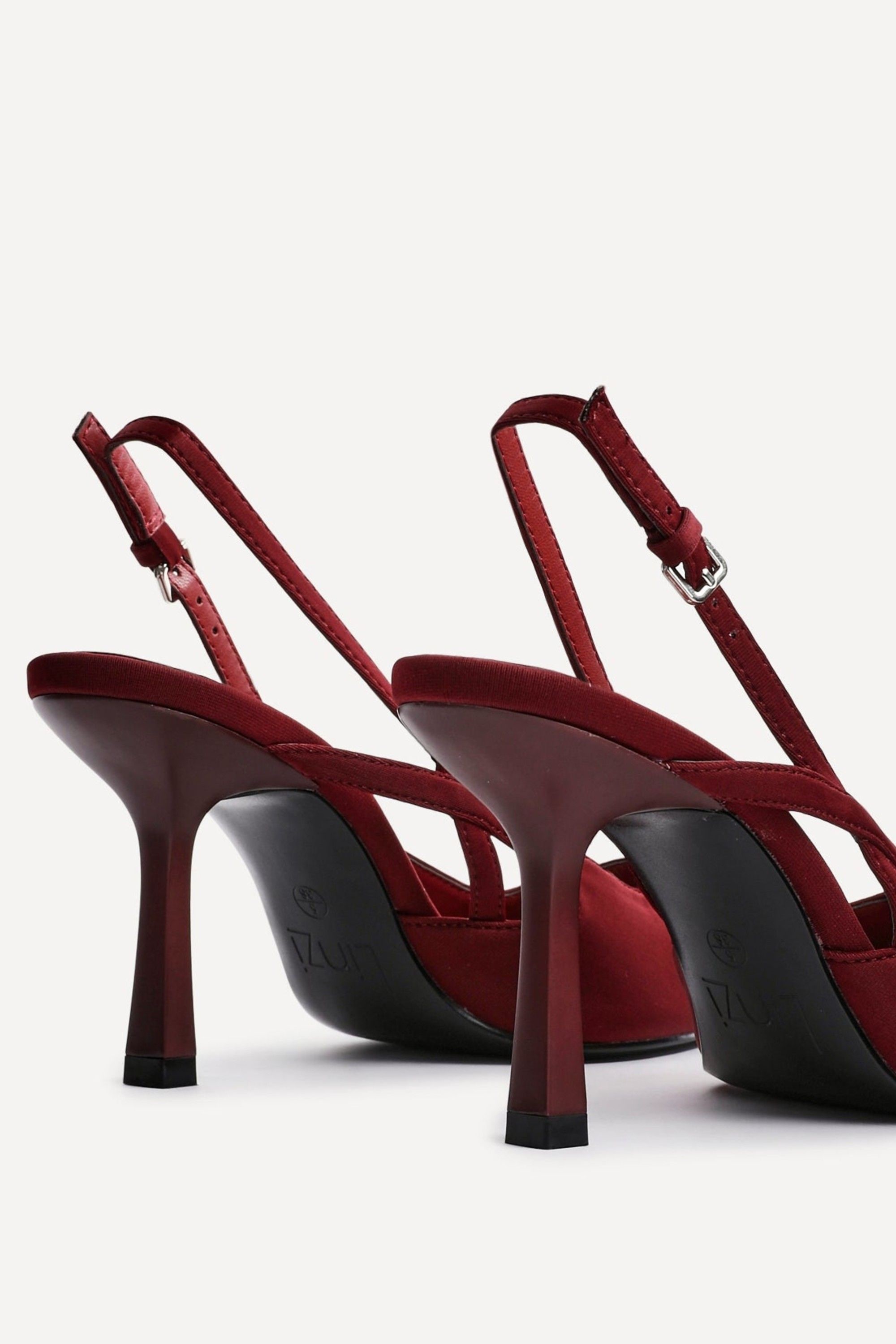 Linzi Rhea Burgundy Scuba Sling Back Court Heels image 5