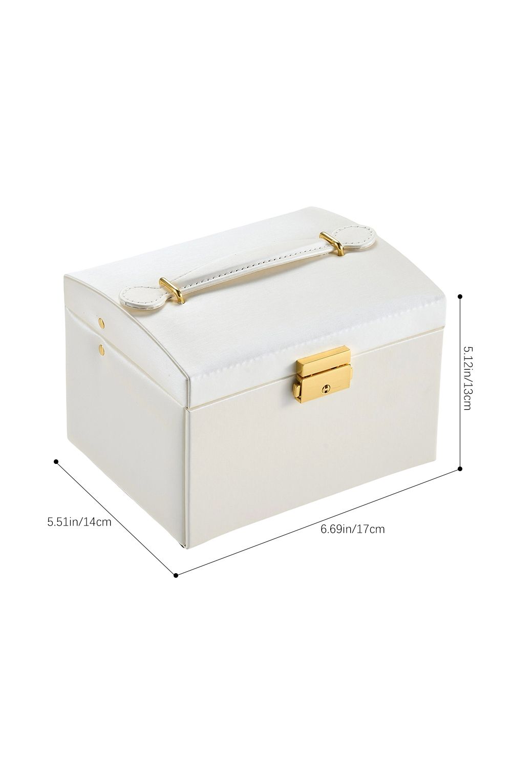 SHEONLY White PU Leather Jewellery Box with Mechanism Key Lock image 7