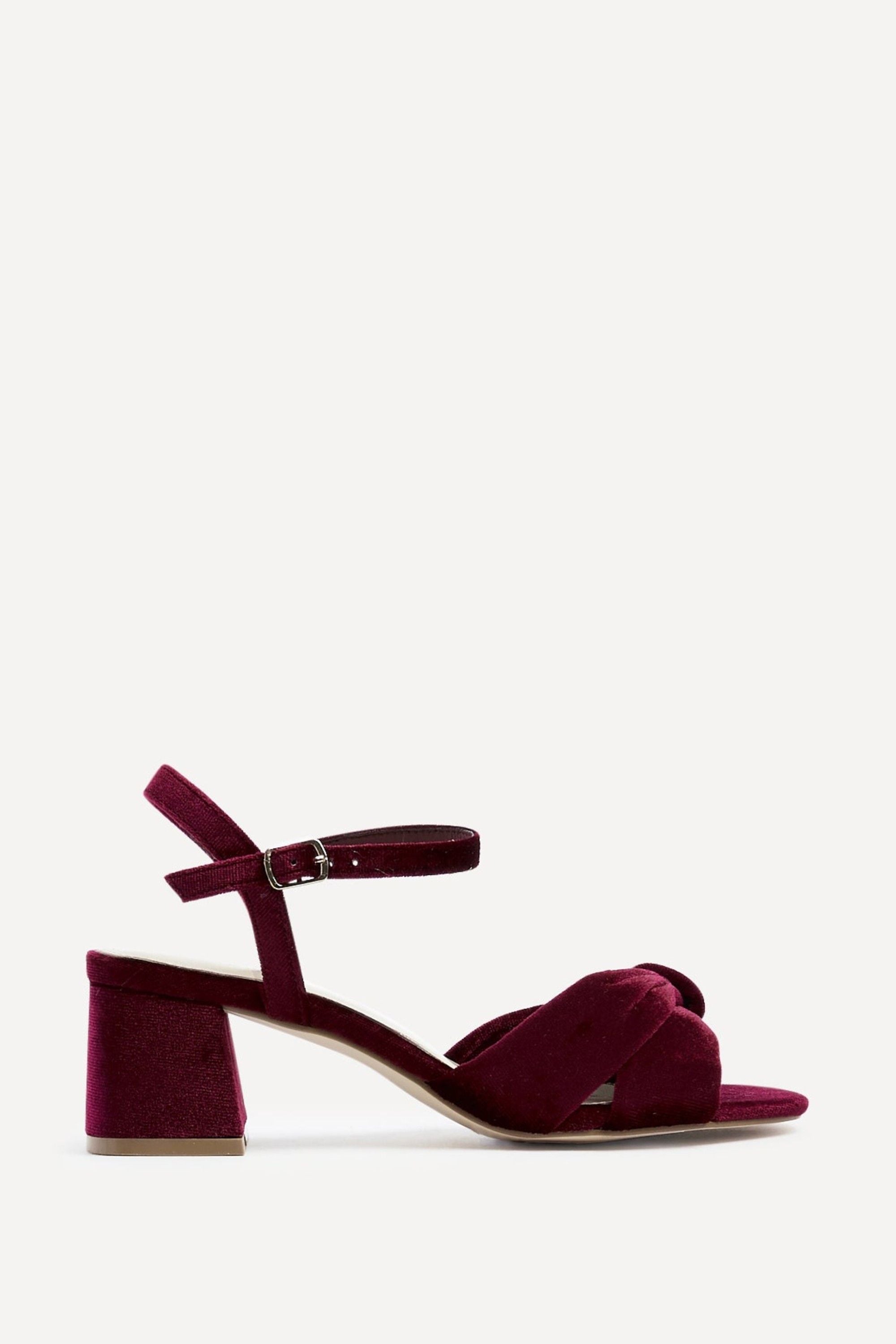 Linzi Charlotte Burgundy Velvet Block Heeled Sandal