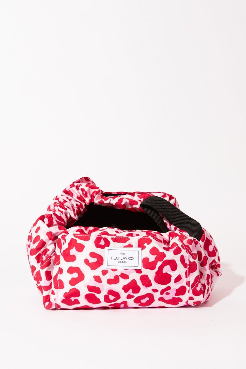 The Flat Lay Co Pink Leopard Open Flat Makeup Bag Multi image 4