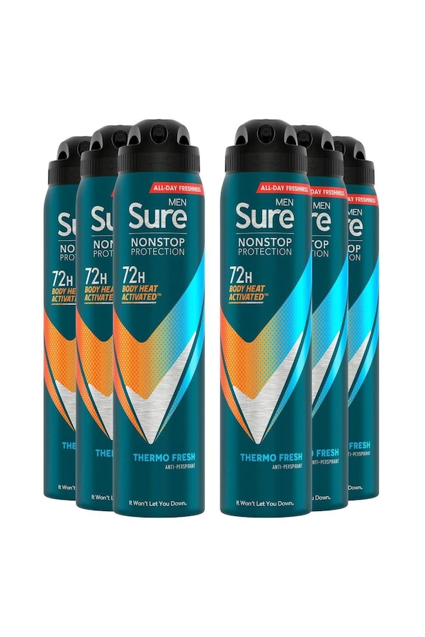 Sure Men 'Antiperspirant' 72H Protection Thermo Fresh Deodorant, 6x250ml