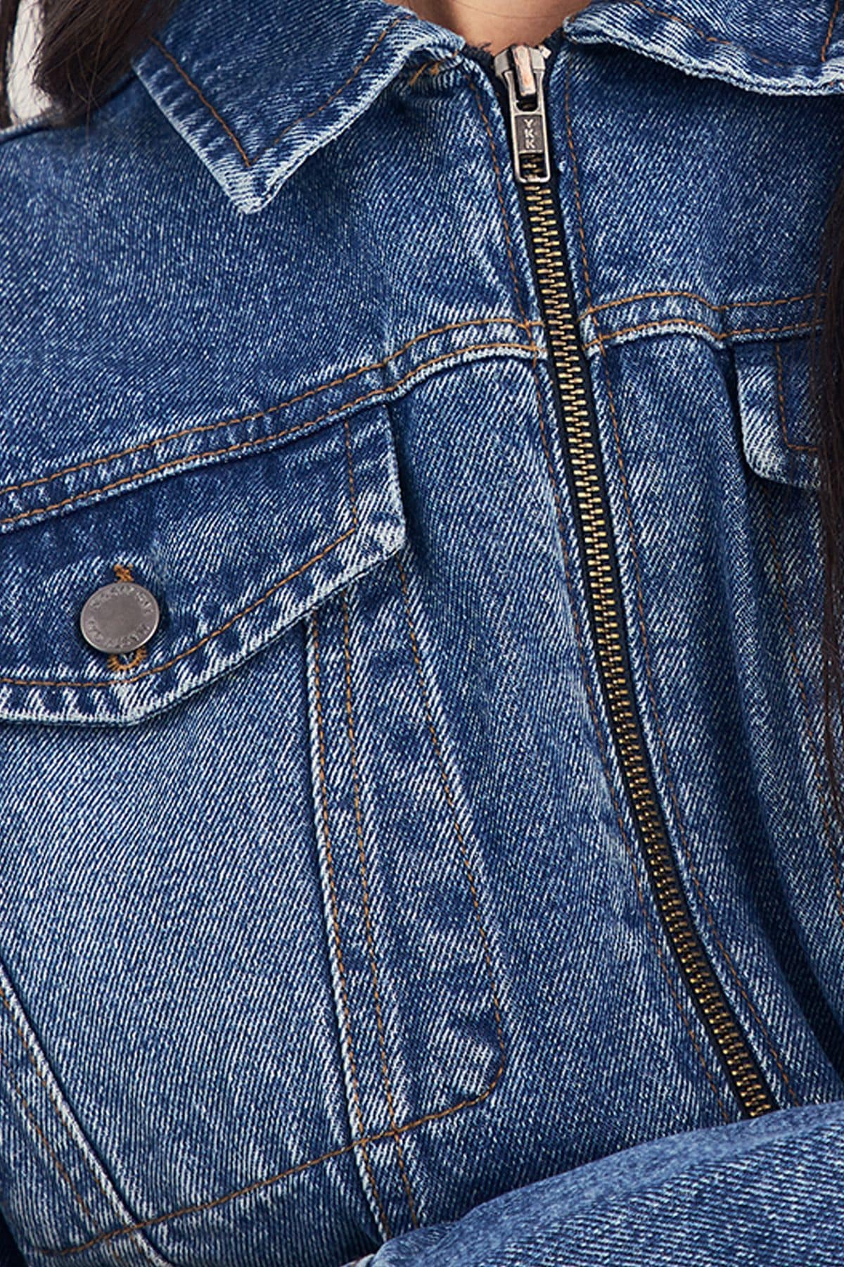 NastyGal The Sculpted Denim Shirt Dress Authentic Midwash image 5