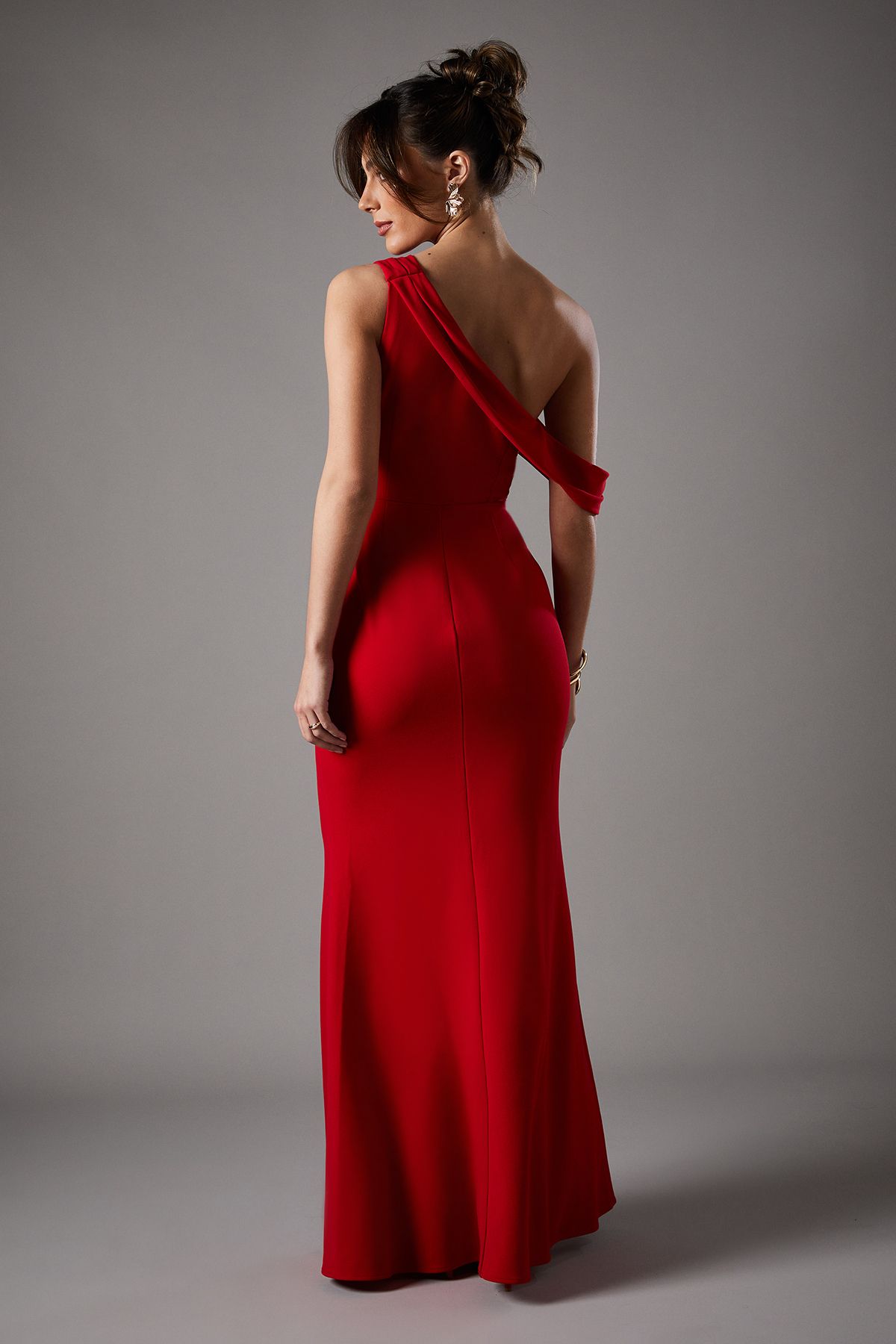 Coast Asymmetric Neckline Scuba Crepe Black Tie Dress Red image 4