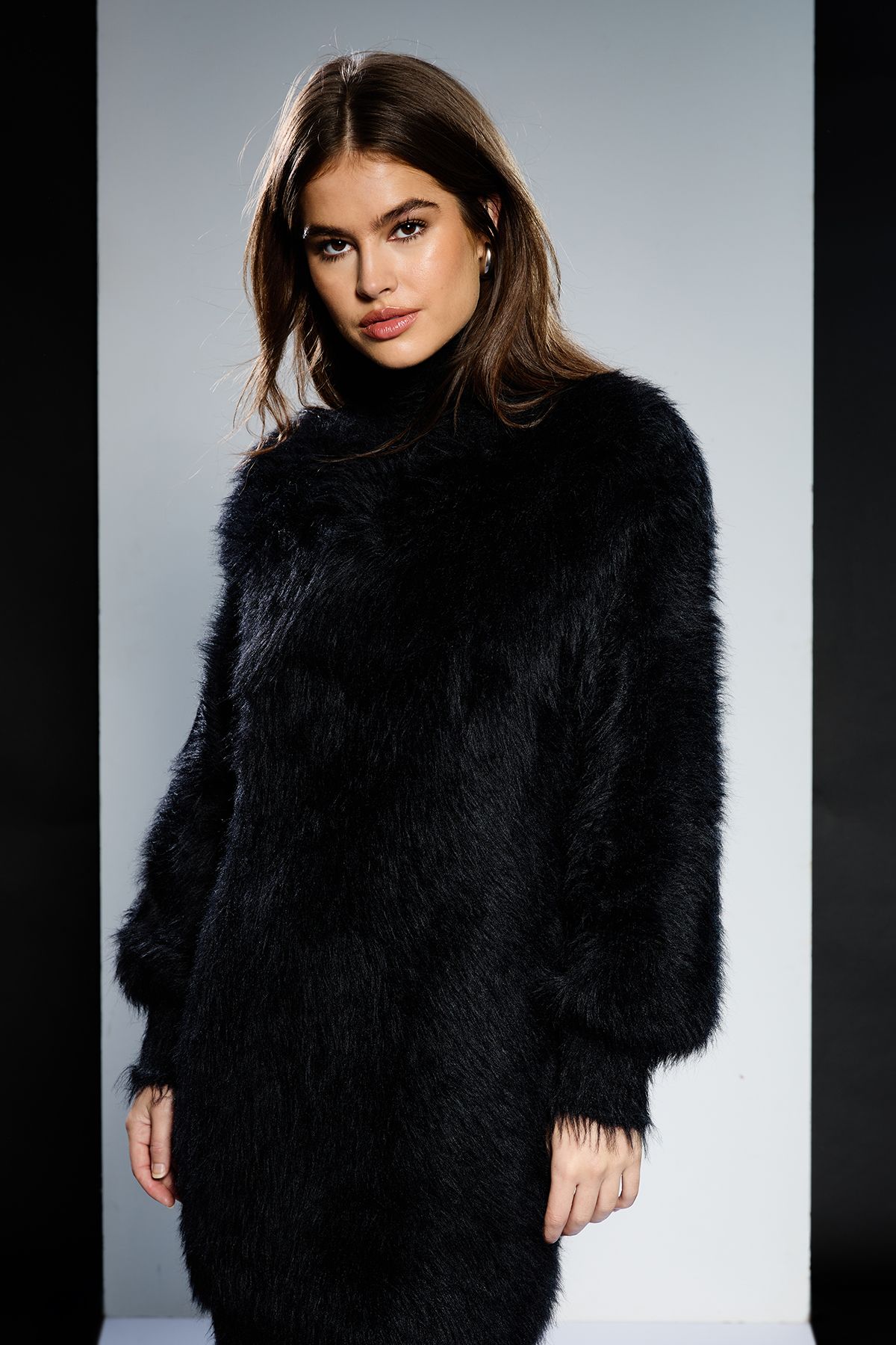 RUNWAY 1.8.1.8 Runway 1.8.1.8 Fluffy High Neck Jumper Dress Black image 2