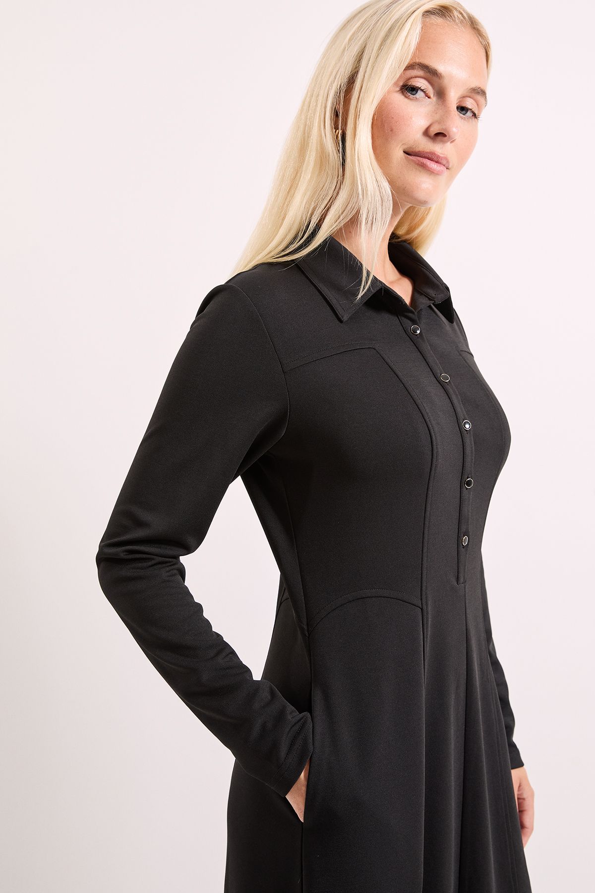 Principles Black Ponte Seam Detail Midi Dress Black image 5