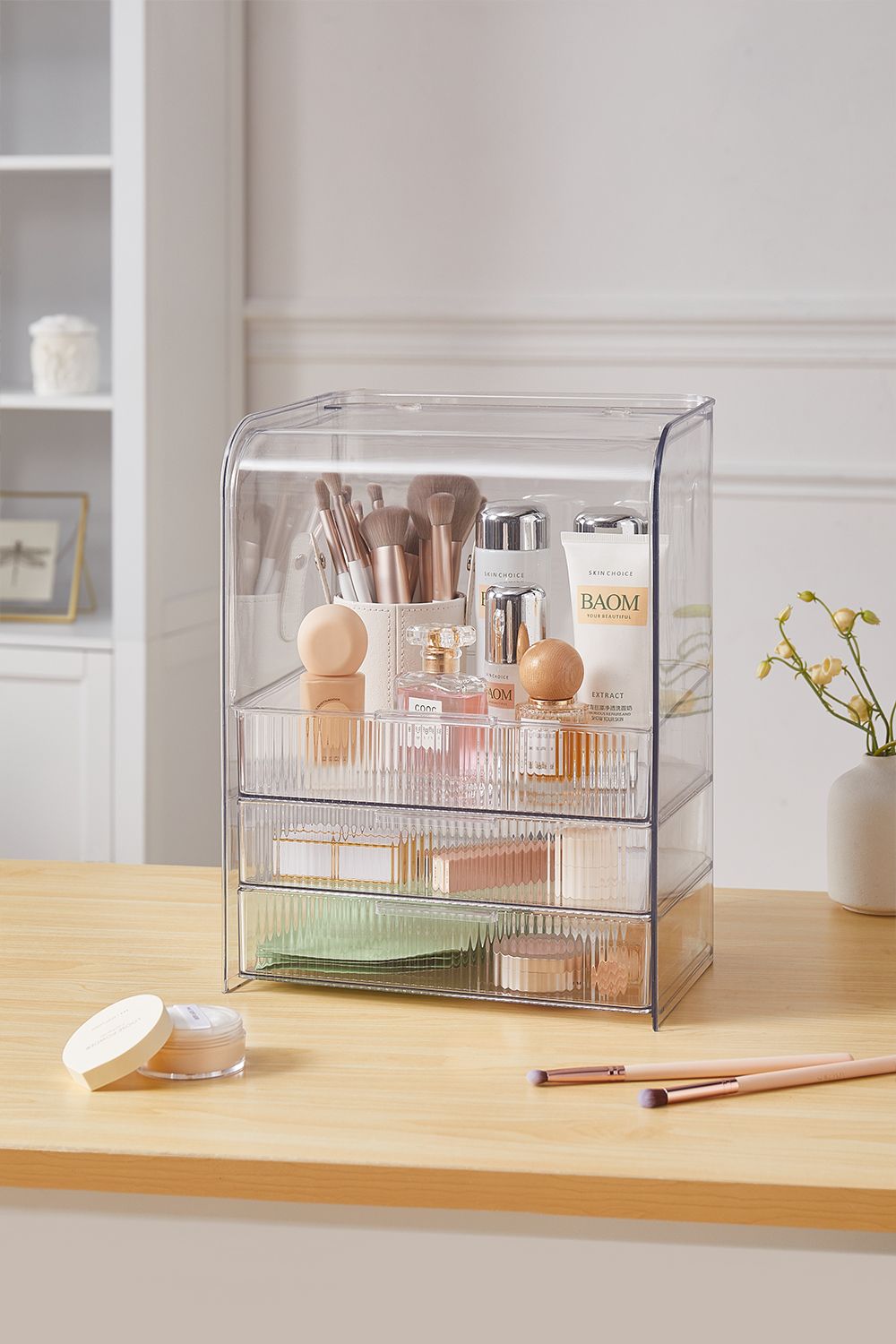 SHEONLY Large Capacity Makeup Organizer with 2 Drawers for Vanity image 2