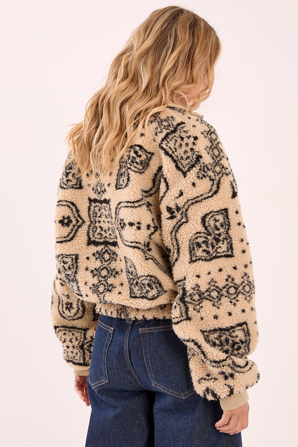 NastyGal Argyle Half Zip Fleece Beige image 4