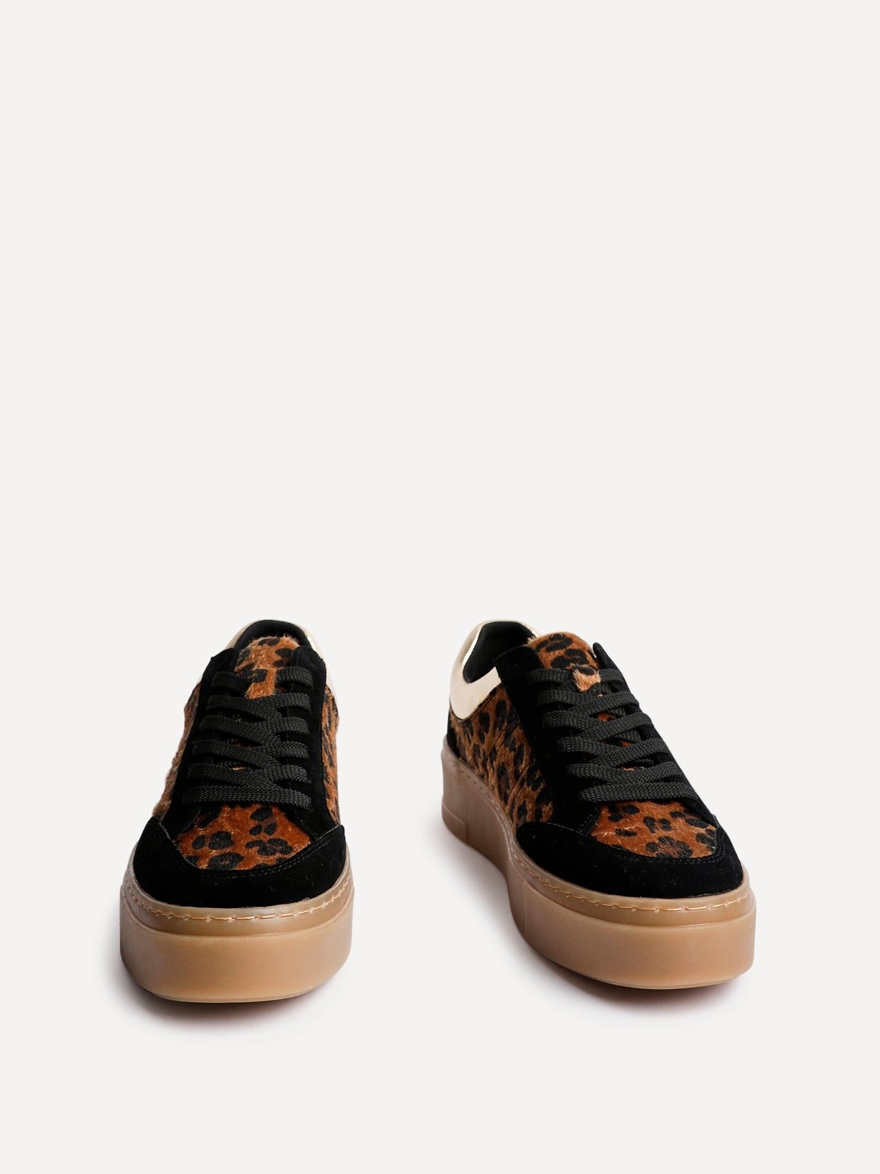 Linzi Nyra Leopard Print Lace Up Flatform Trainers image 3