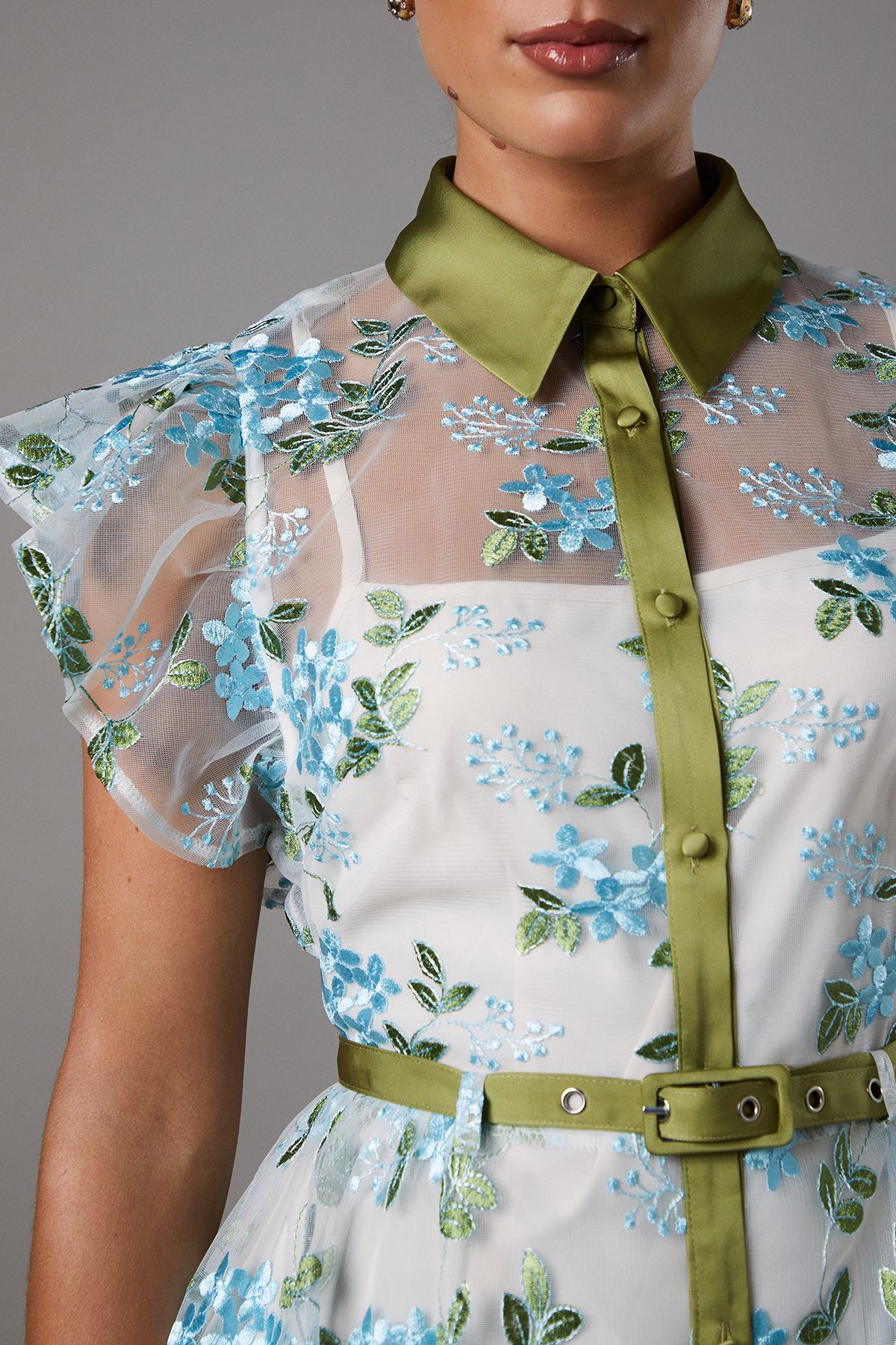 Coast Embroidered Mesh Shirt Midi Dress White image 5