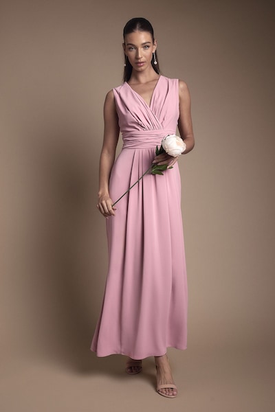 Coast Wrap Front Pleat Waist Maxi Bridesmaid Dress Antique Rose