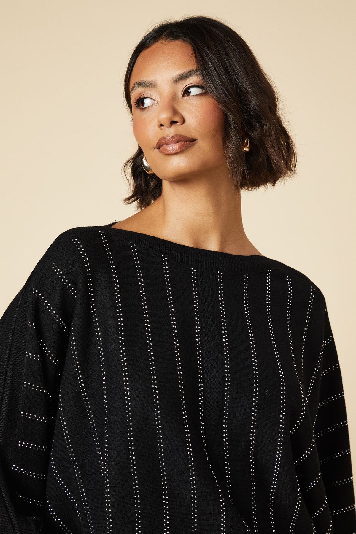 Dorothy Perkins Hot Fix Stripe Jumper Black image 4