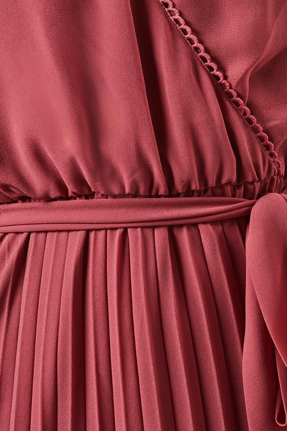 Oasis Petite Occasion Kimono Sleeve Pleated Midi Dress Rose image 5