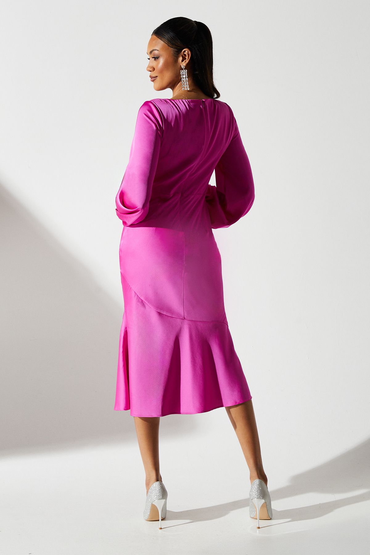 Coast Knot Front Satin Slip Dress Pink image 3