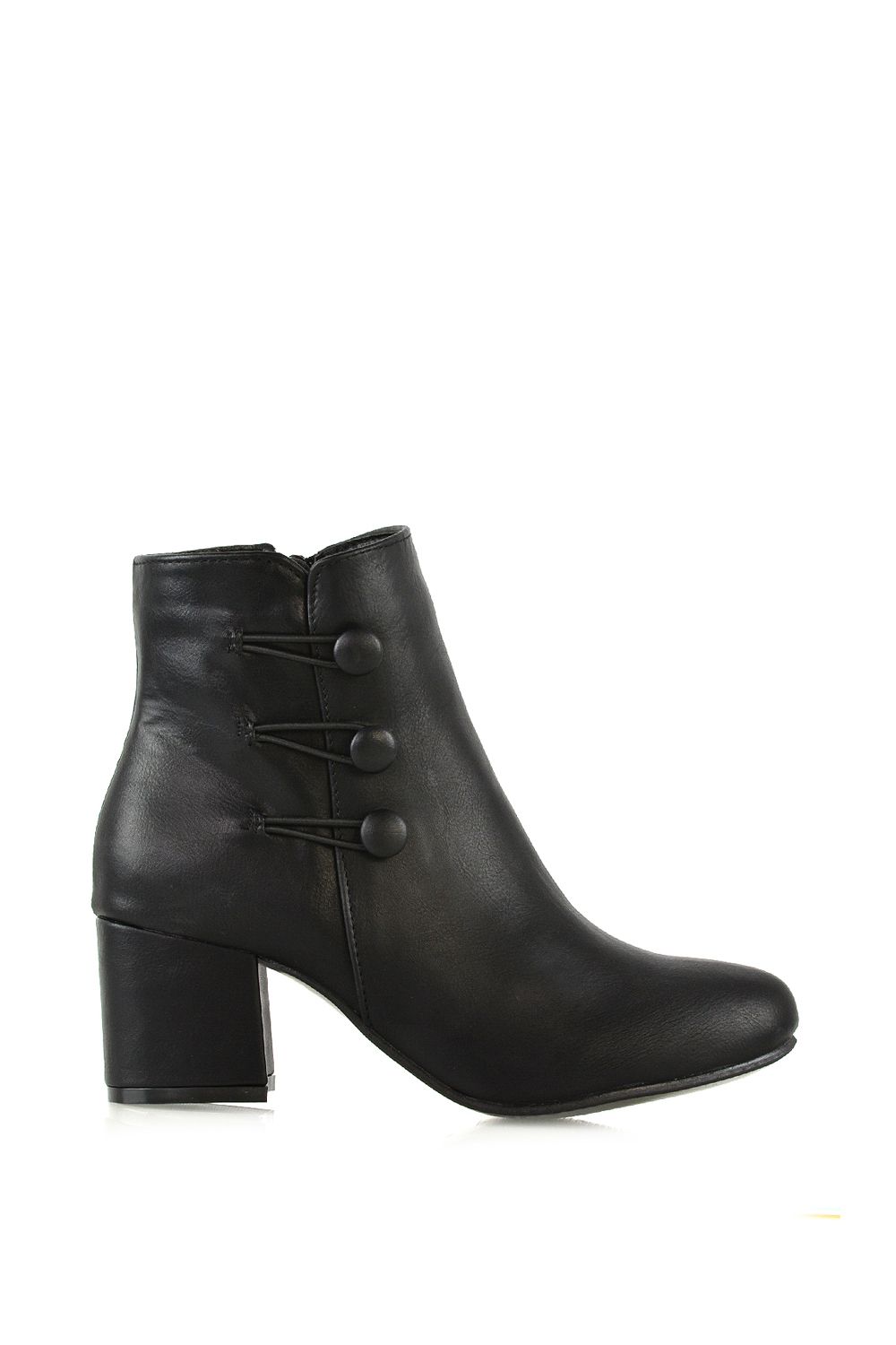 XY London 'Ruth' Low Mid Block Heel Button Tie Ankle Boots With Zip Fastening image 1