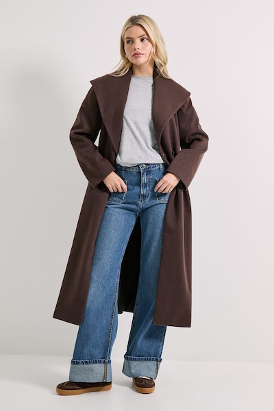 Dorothy Perkins Shawl Belted Coat Chocolate