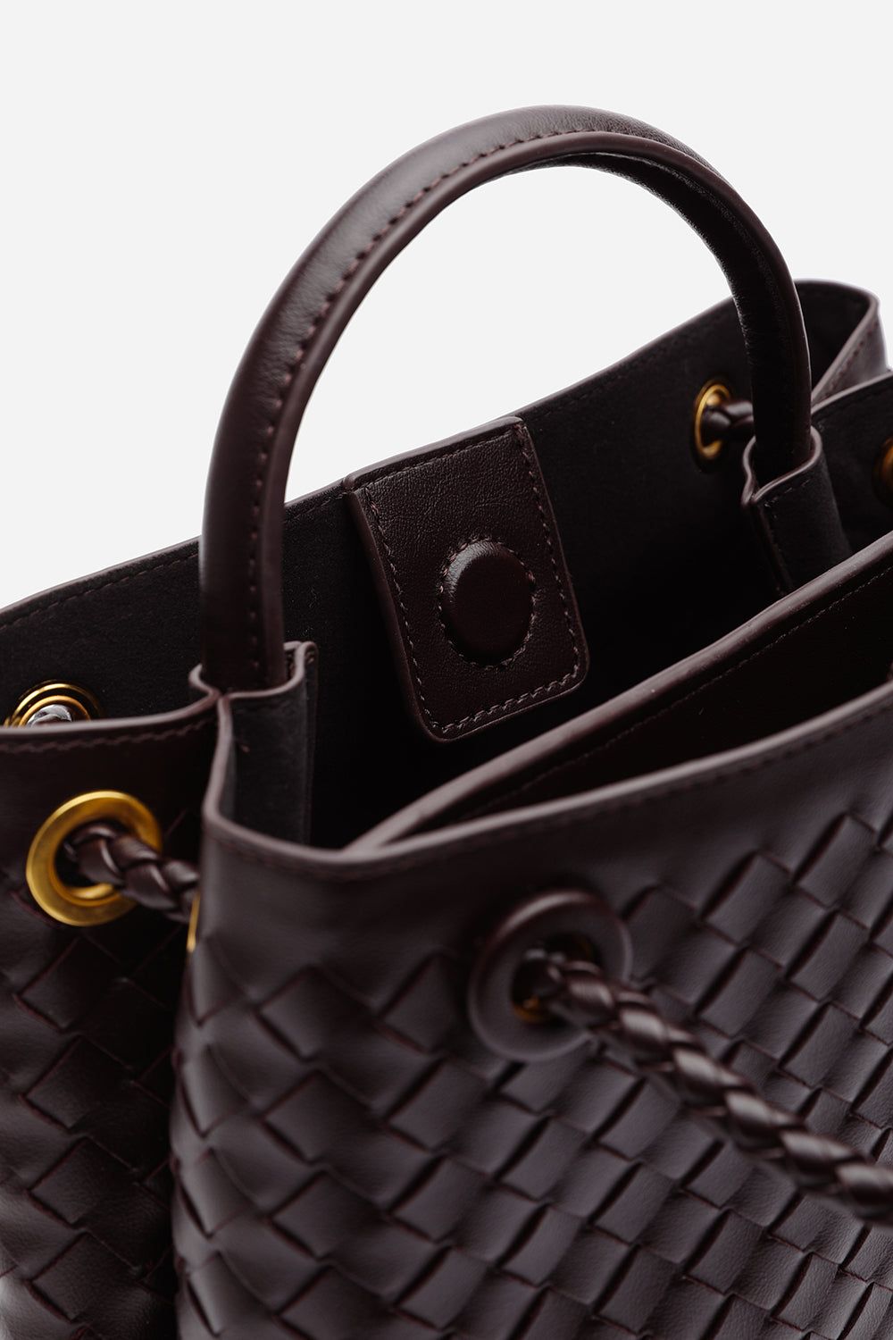 Where's That From 'Luna' Woven Leather Tote Bag With Gold Detail image 7