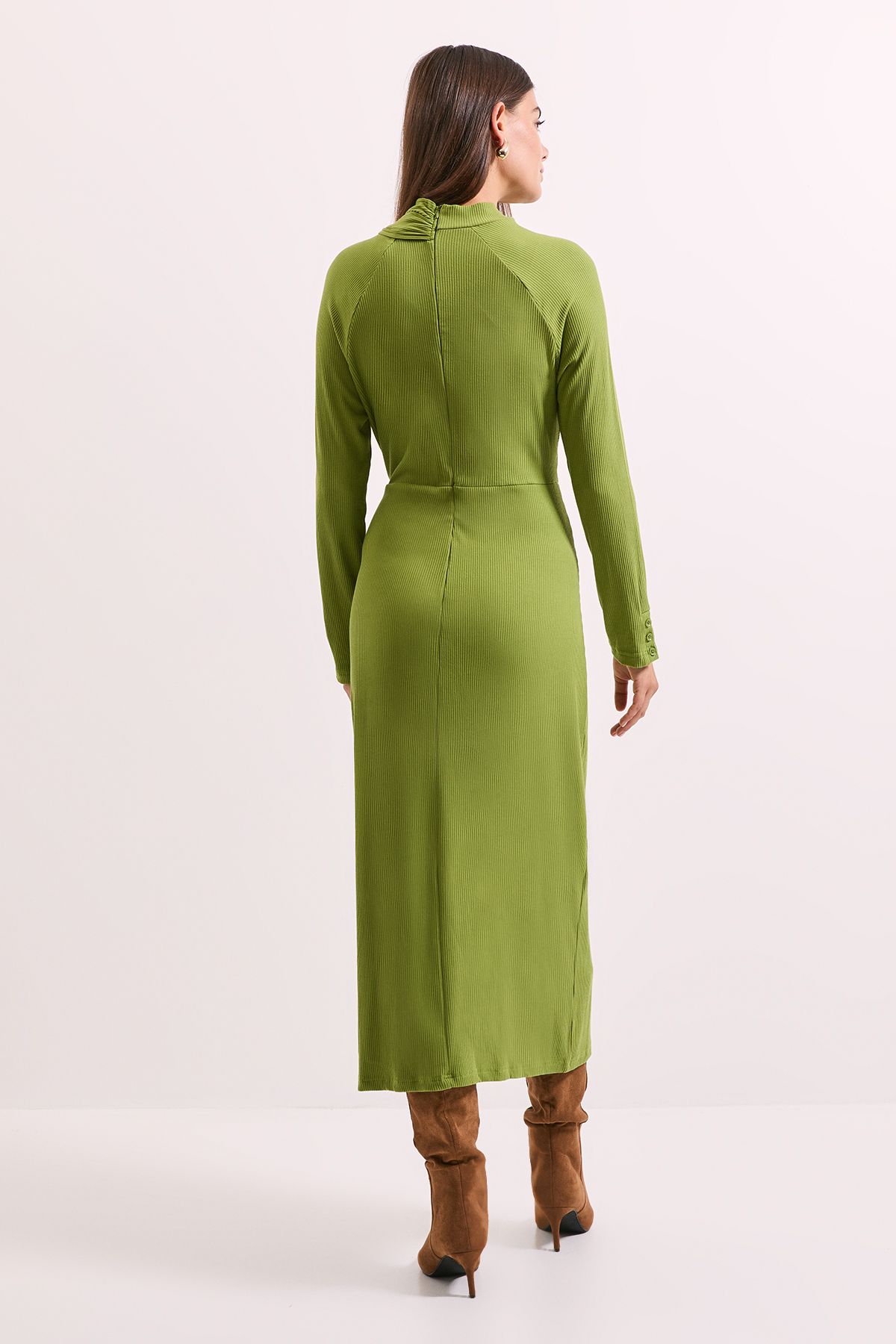 Principles Green Twist Detail Ribbed Jersey Midi Dress Green image 5