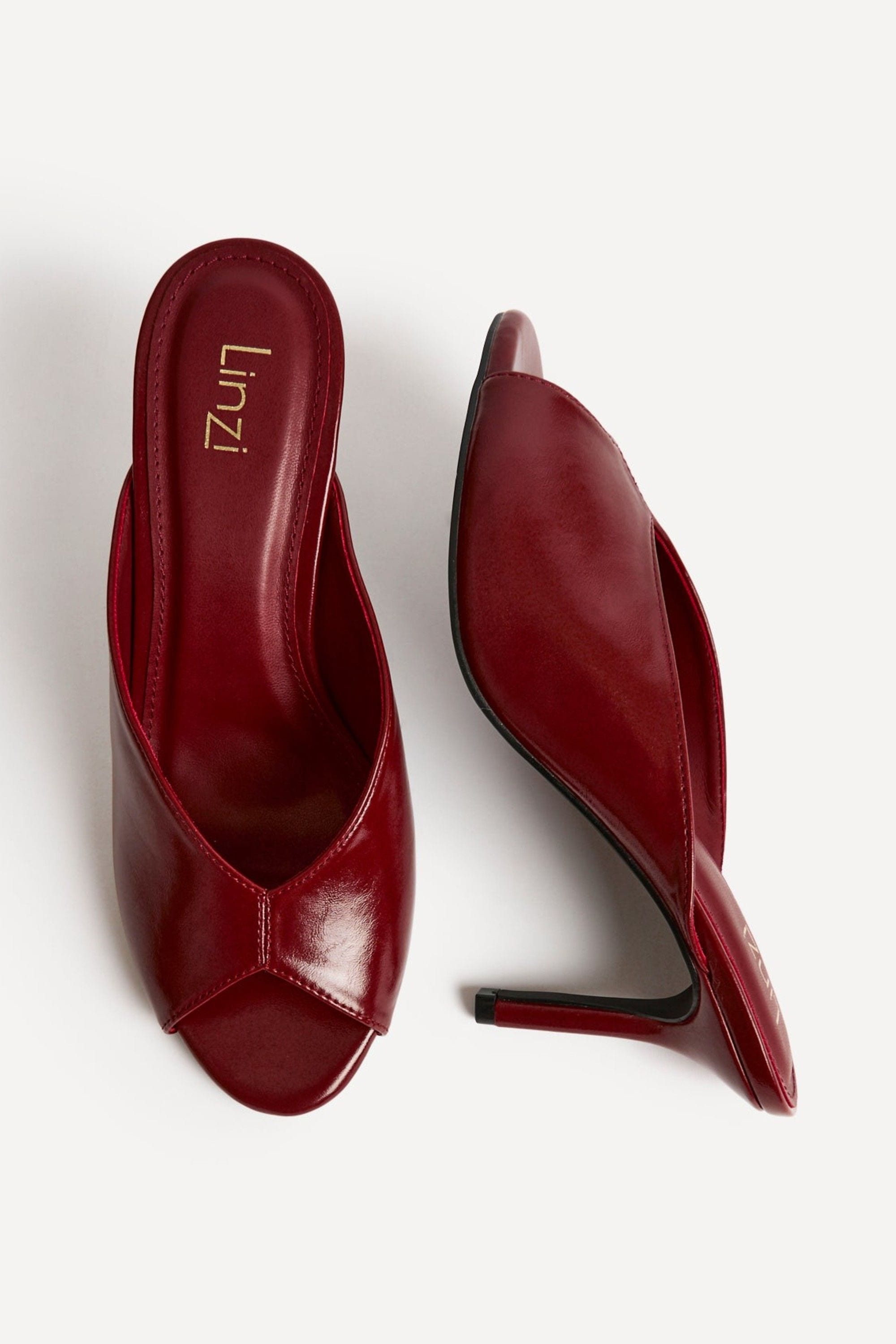 Linzi Marseille Red Peep Toe Mule Heels image 5