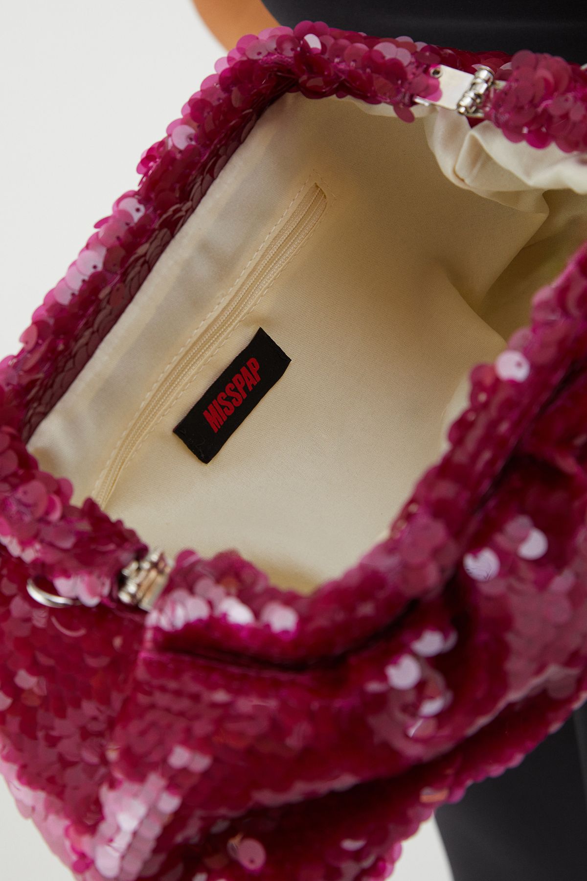 MissPap Slouchy Sequin Clutch Bag Pink image 3